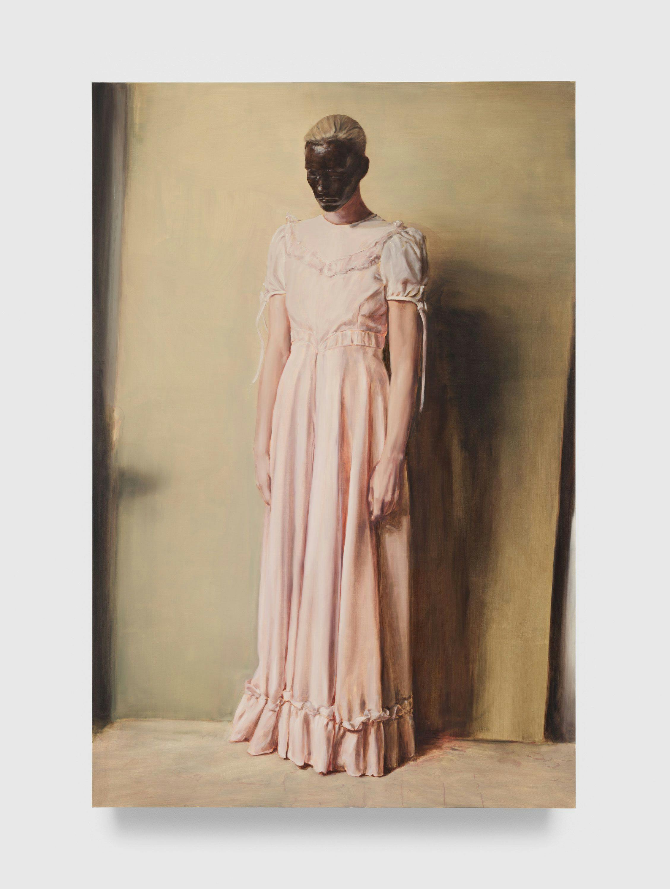 A painting by Michaël Borremans, titled The Angel, dated 2013.