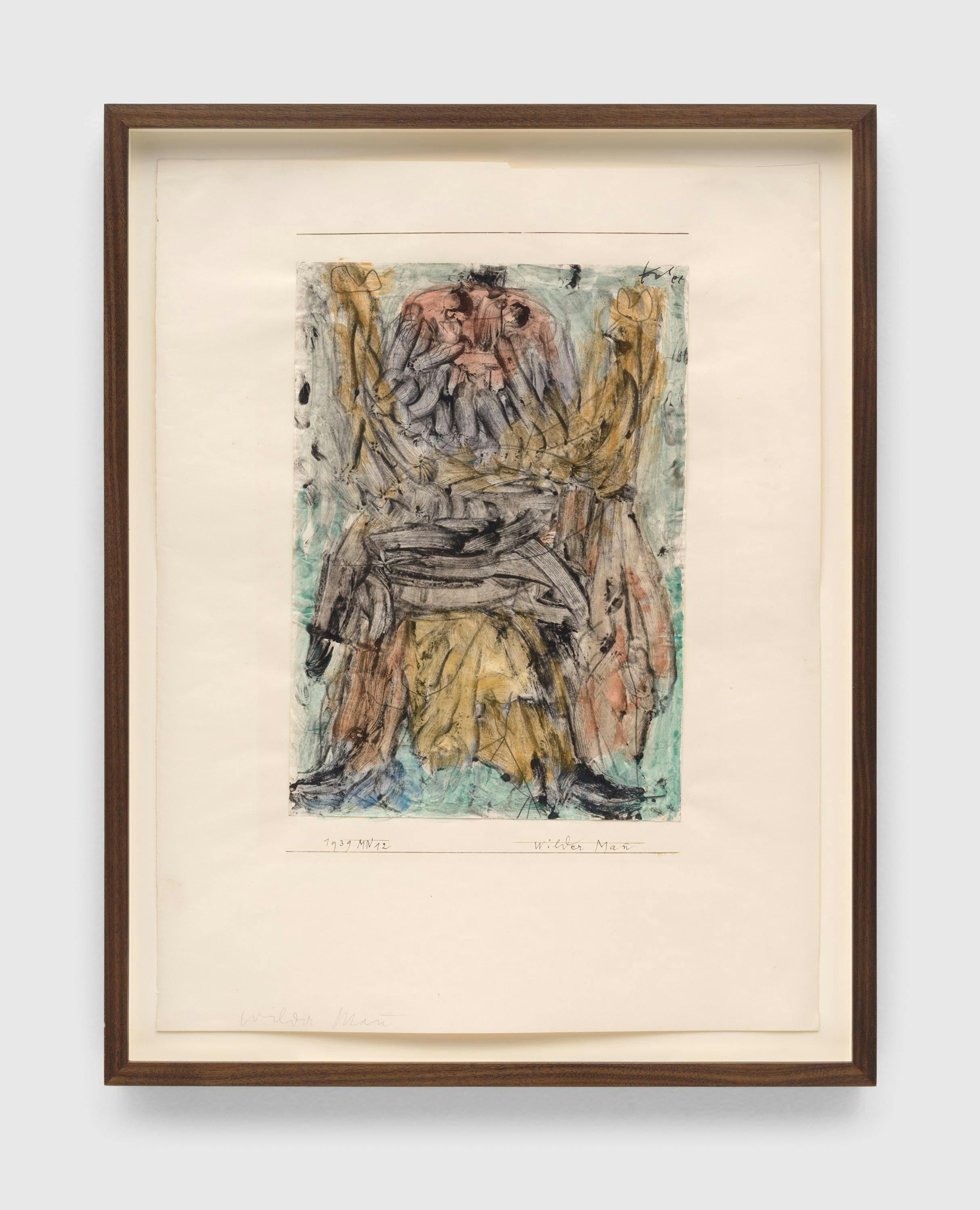 A work on paper by Paul Klee, titled wilder Mann (Wild man), dated 1939.