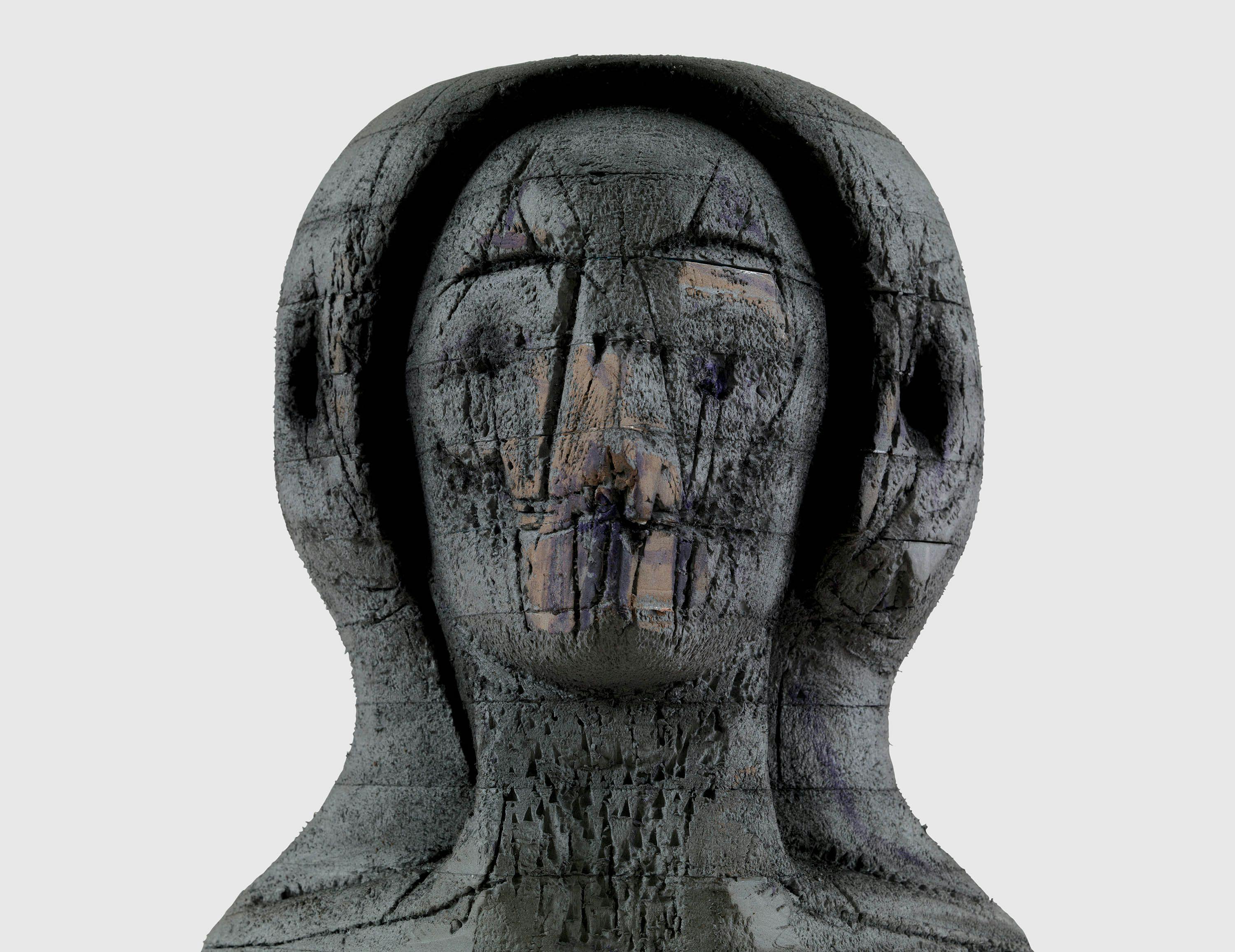 A detail from a mixed media sculpture by Huma Bhabha, titled I'm A Friend, dated 2022.