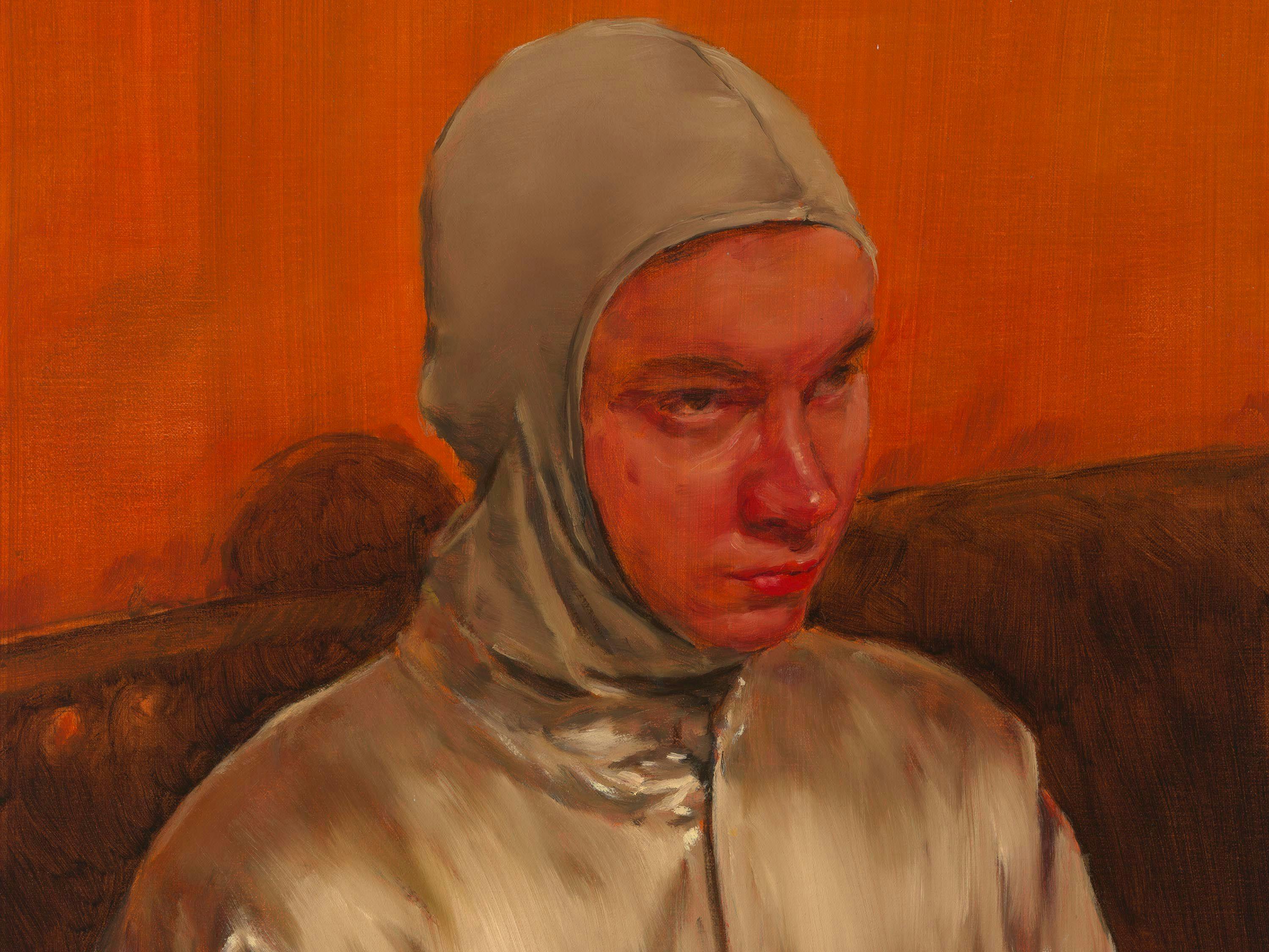 A detail from a painting by Michaël Borremans, titled The Spaceman, dated 2023.