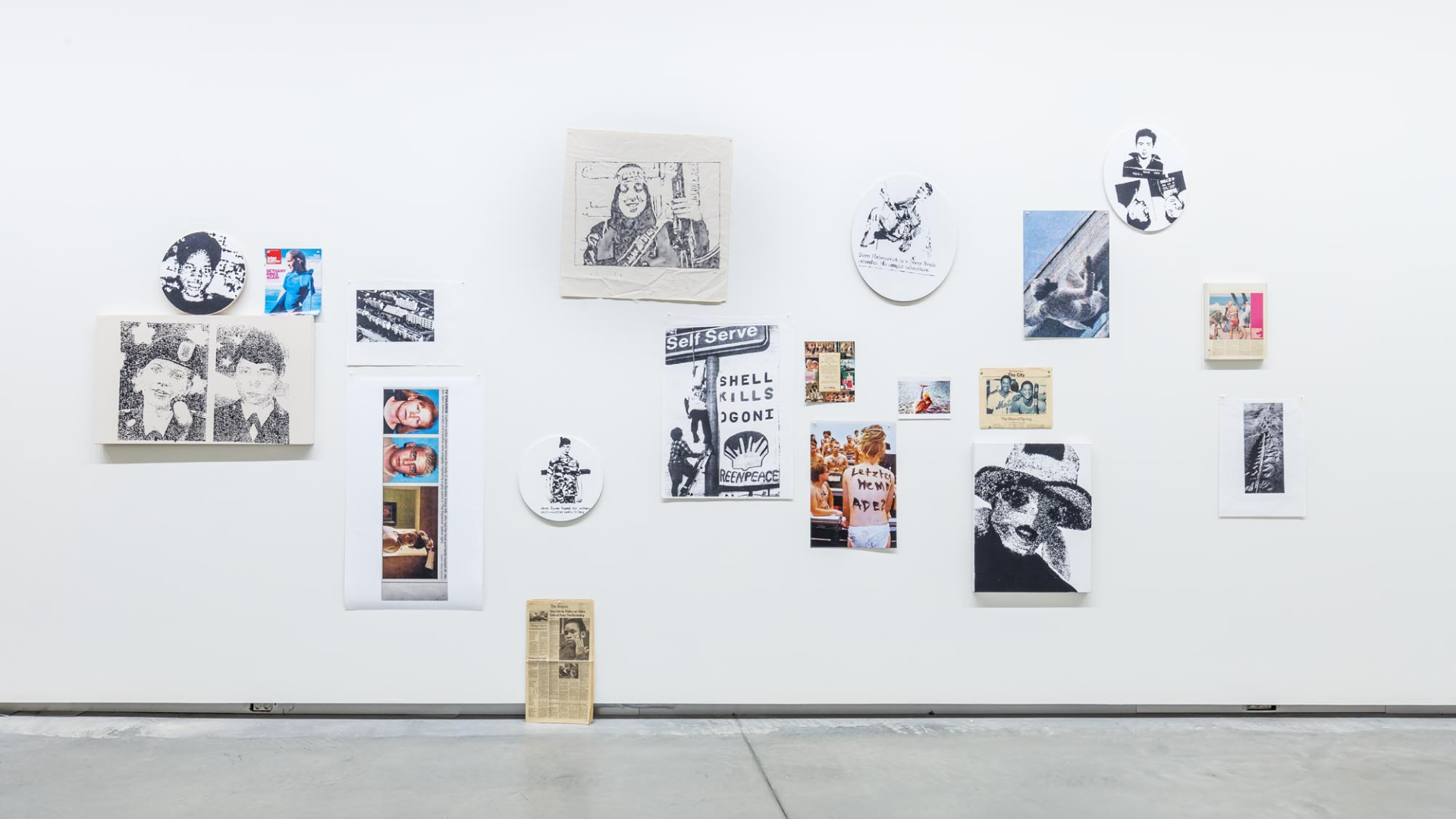 Installation view of the exhibition, Nate Lowman, at Astrup Fearnley Museet in Oslo, dated 2018.