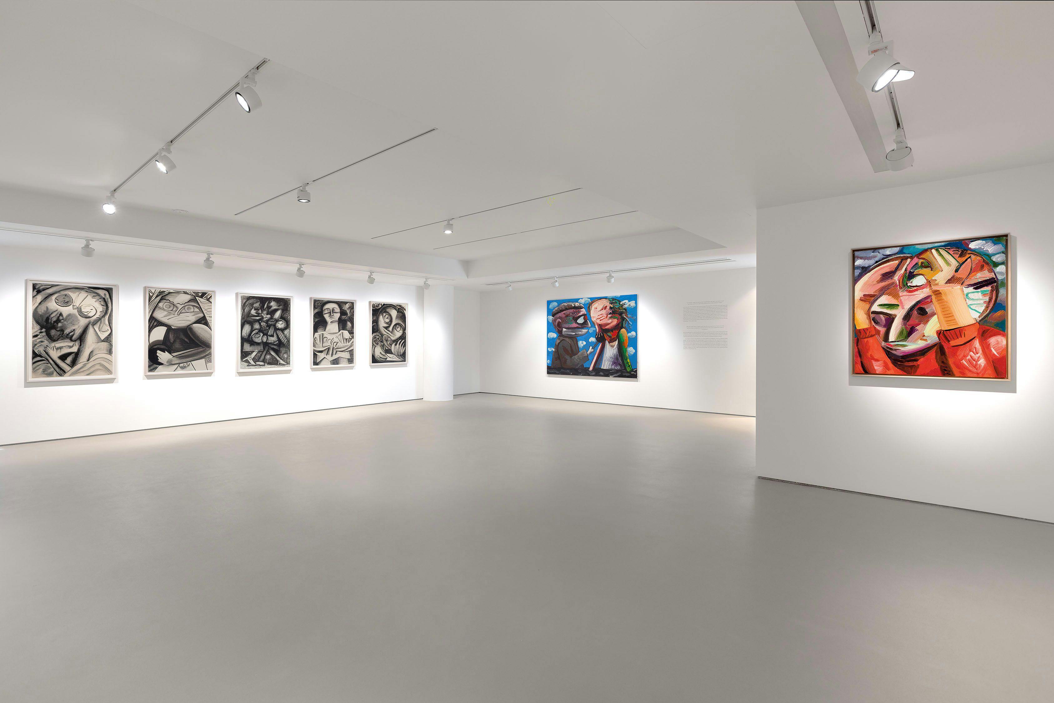 Installation view of the exhibition, Dana Schutz: The Island, at The George Economou Collection in Athens, Greece, dated 2024.