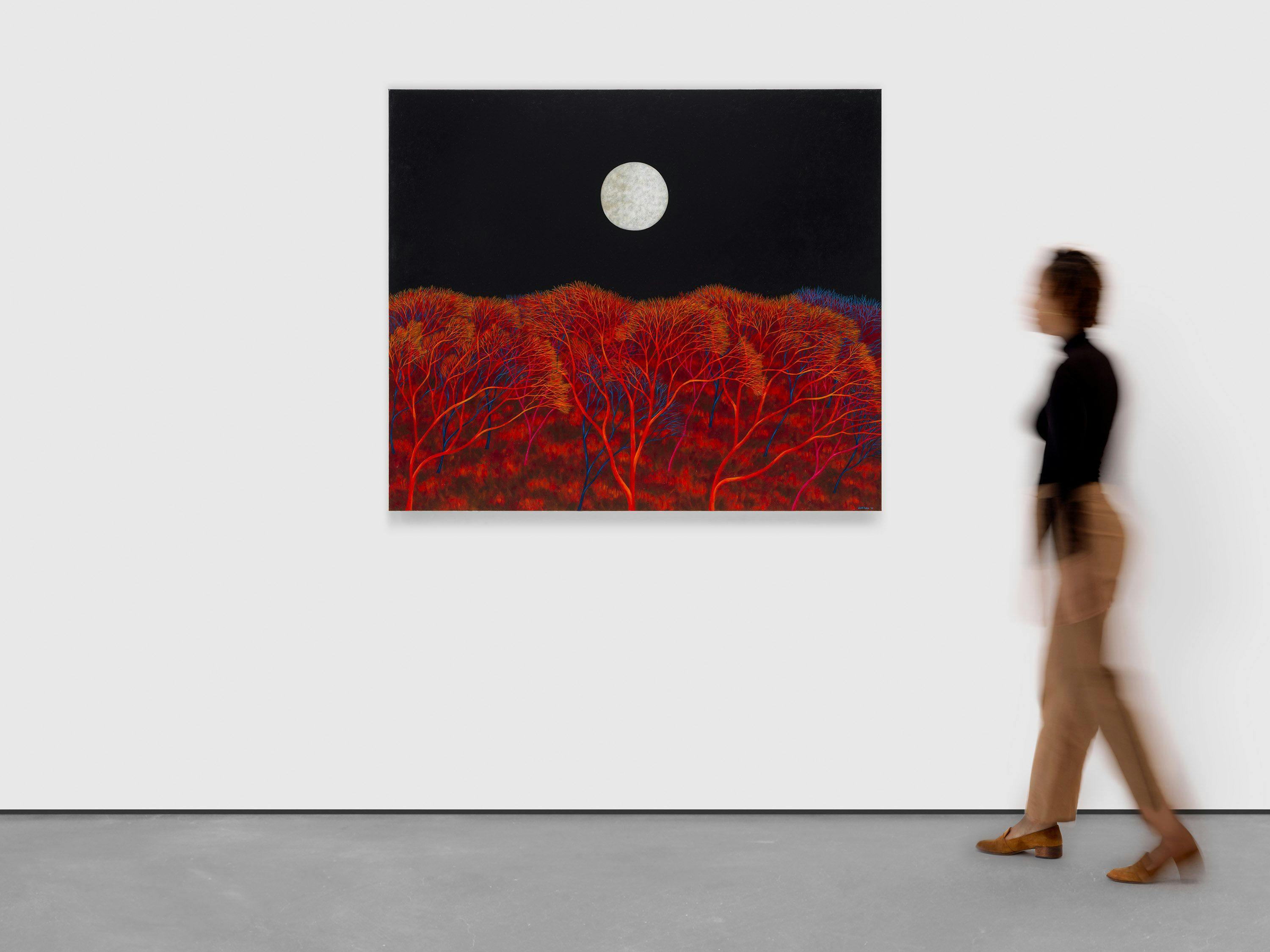 A painting by Scott Kahn, titled Wolf Moon, dated 2023.