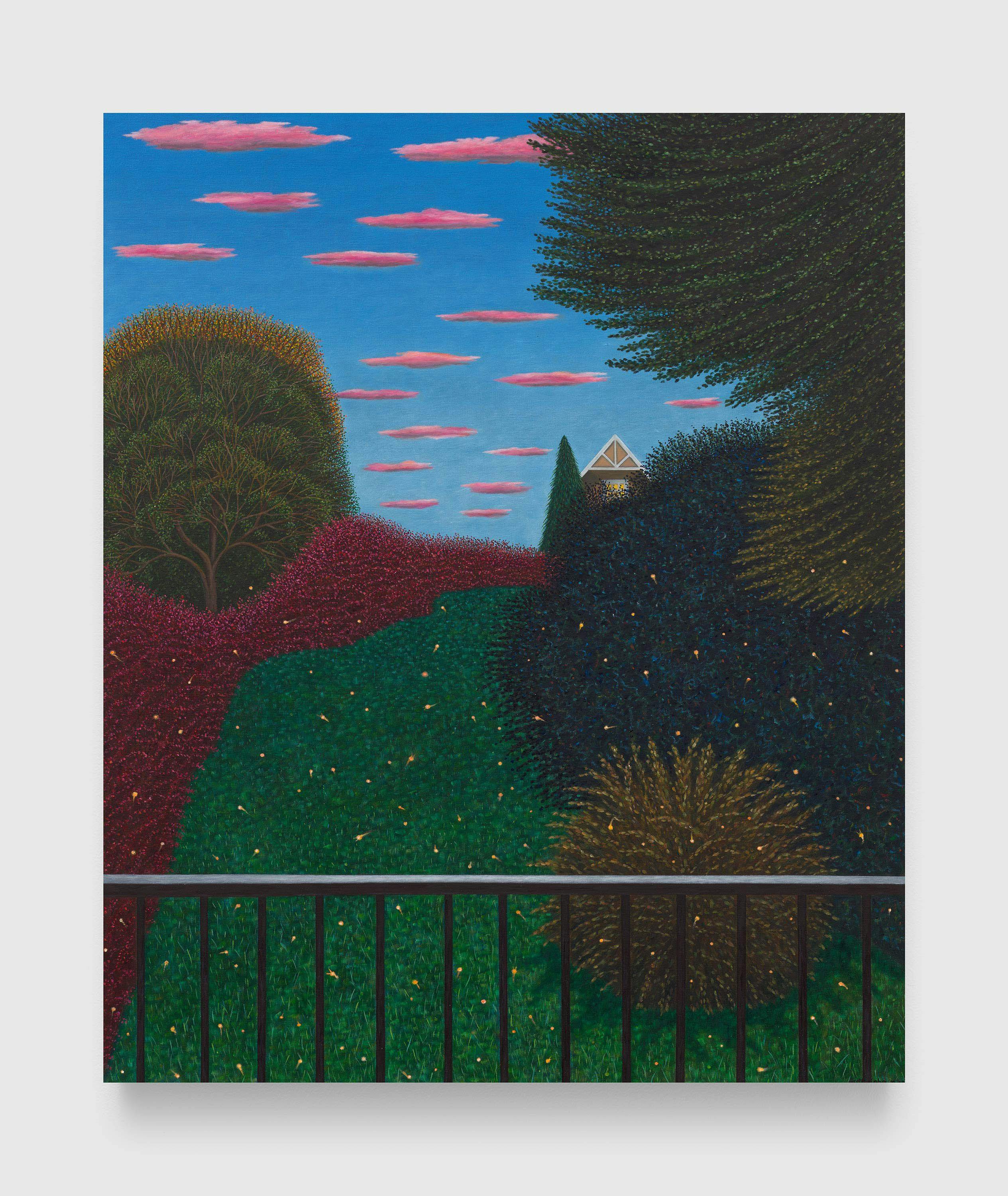 A painting by Scott Kahn, titled Fireflies, dated 2022 to 2023.