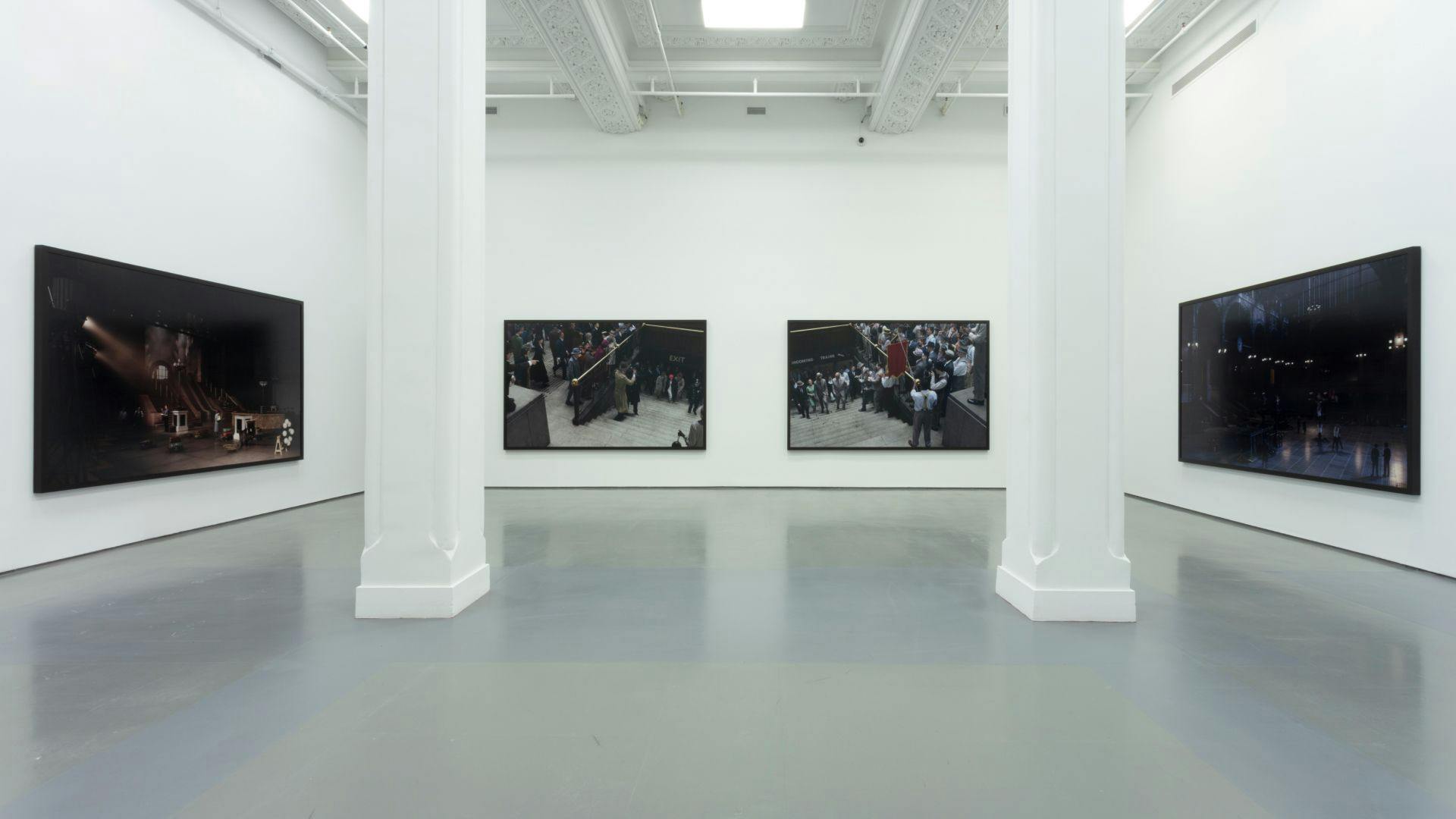Installation view of the exhibition titled Stan Douglas: Revealing Narratives, at the PHI Foundation for Contemporary Art in Montréal, dated 2022. 