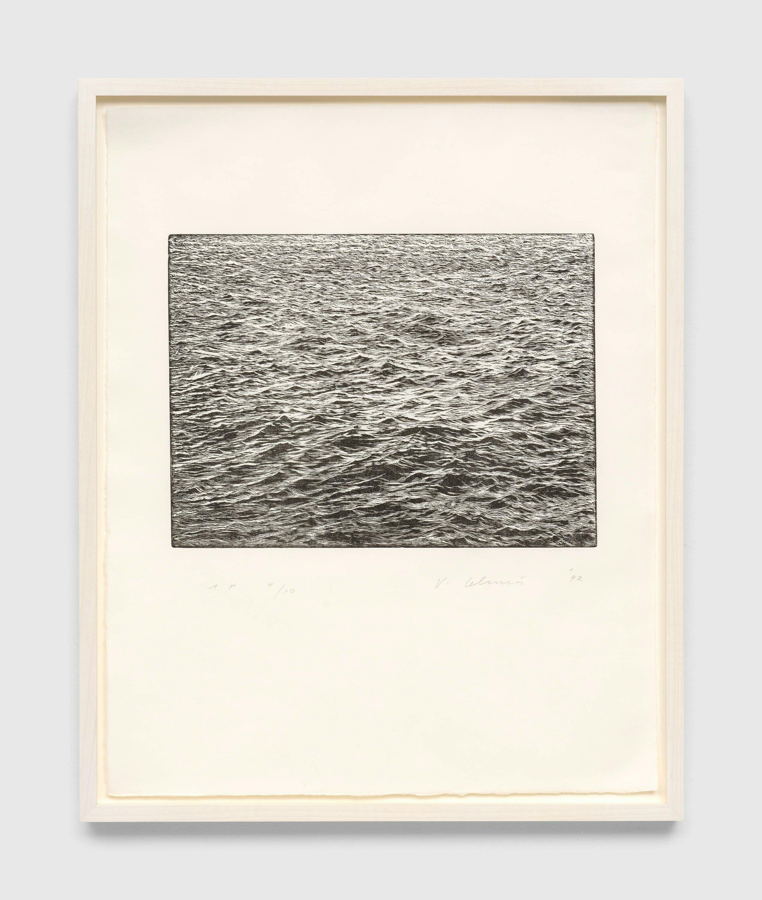 A print by Vija Celmins, titled Ocean Surface Woodcut 1992, dated 1992.