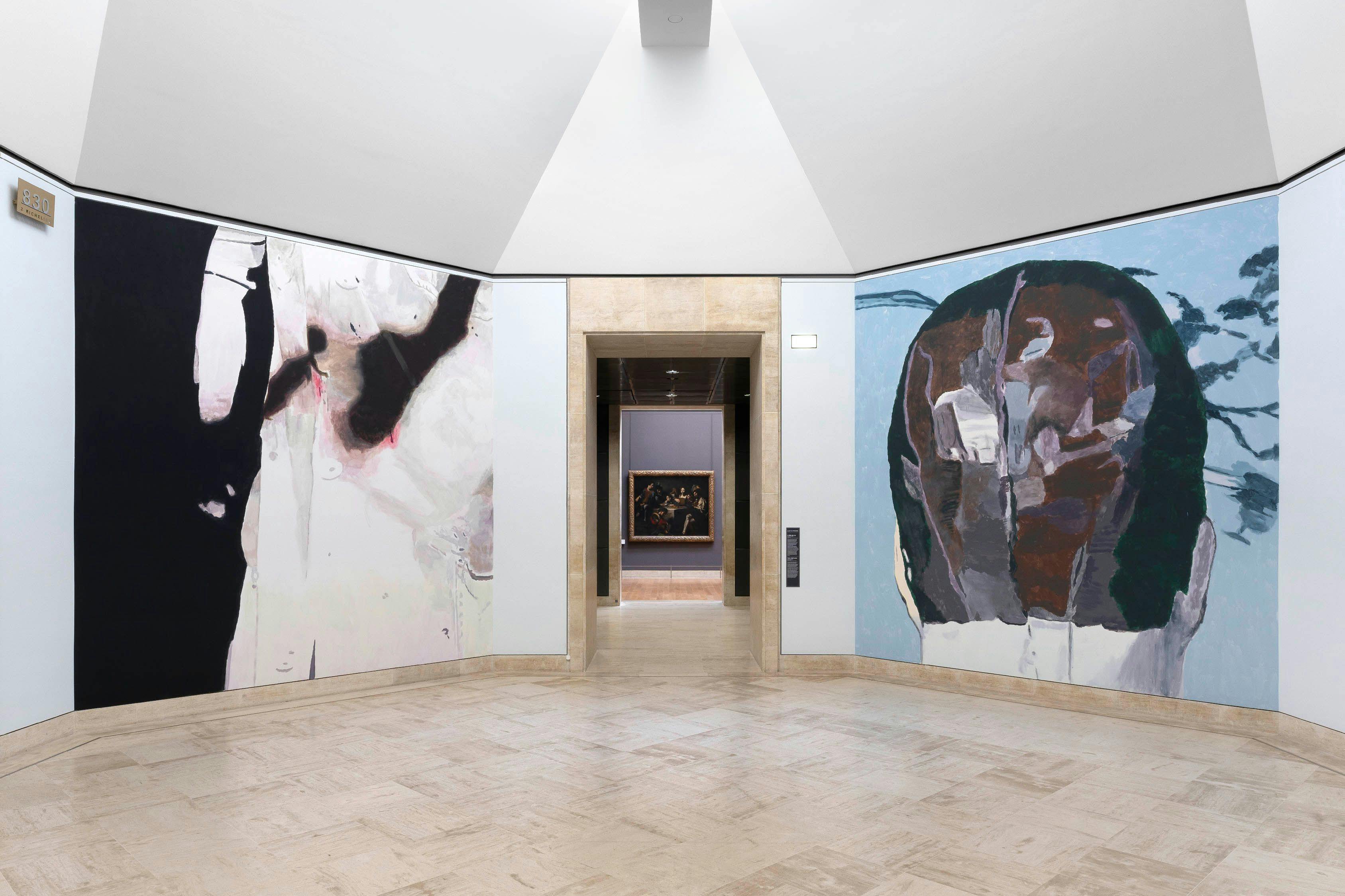 Installation view of the exhibition titled Luc Tuymans: L'Orphelin at the Louvre Museum in Paris, dated 2024.