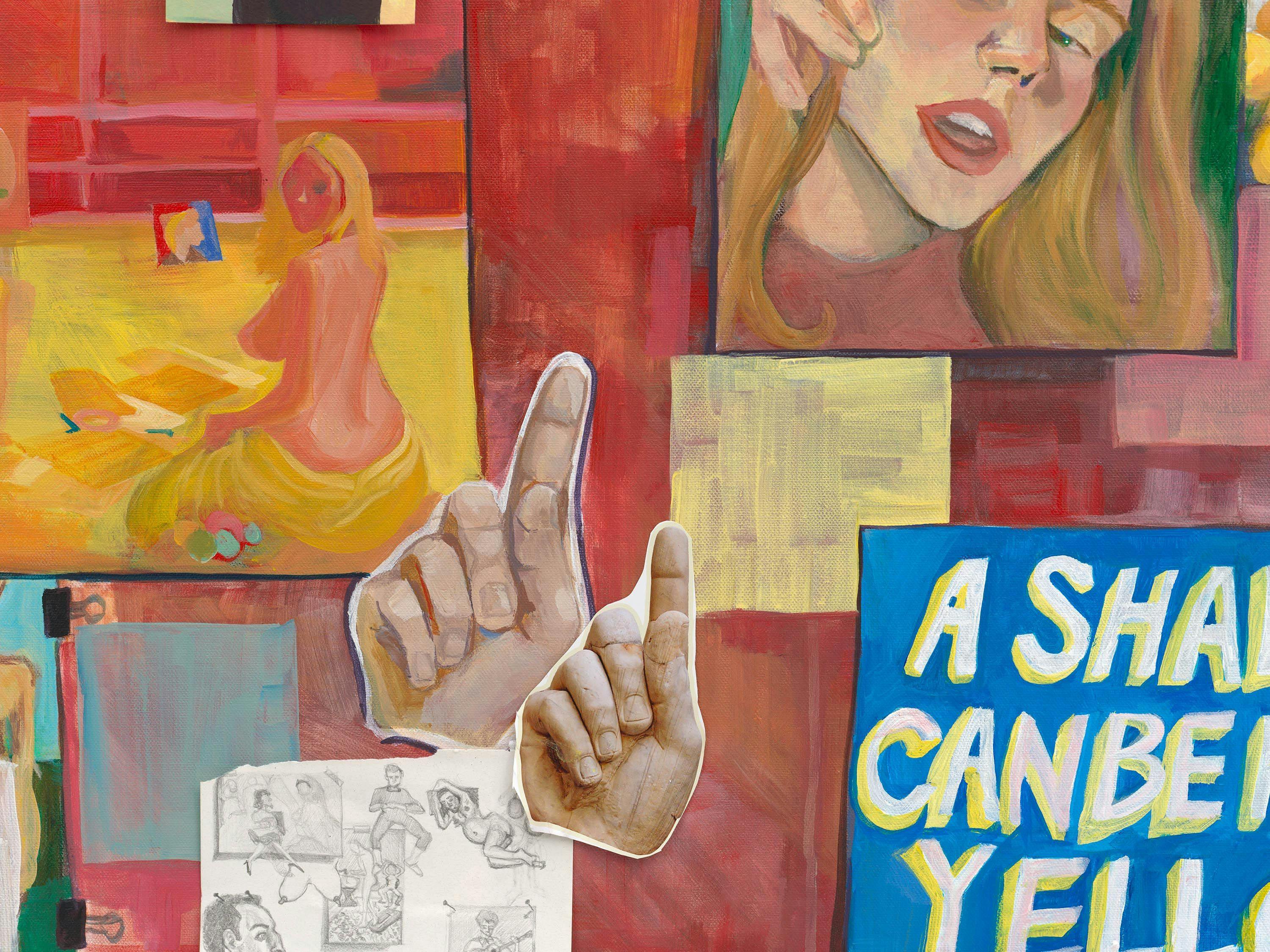 A detail from a painting by Natalie Patterson, titled Souvenir, dated 2024.
