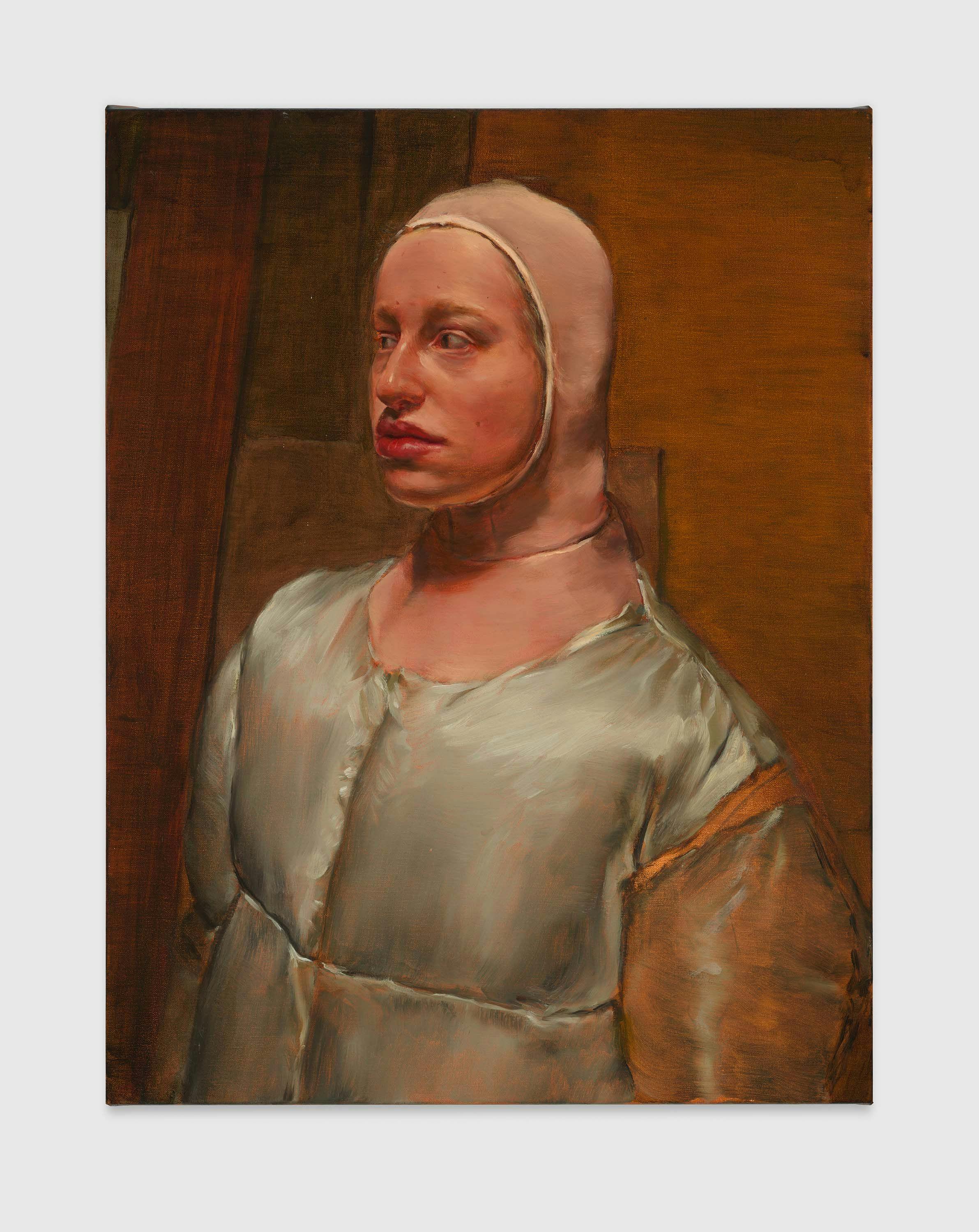 A painting by Michaël Borremans, titled The Third Double, dated 2022.