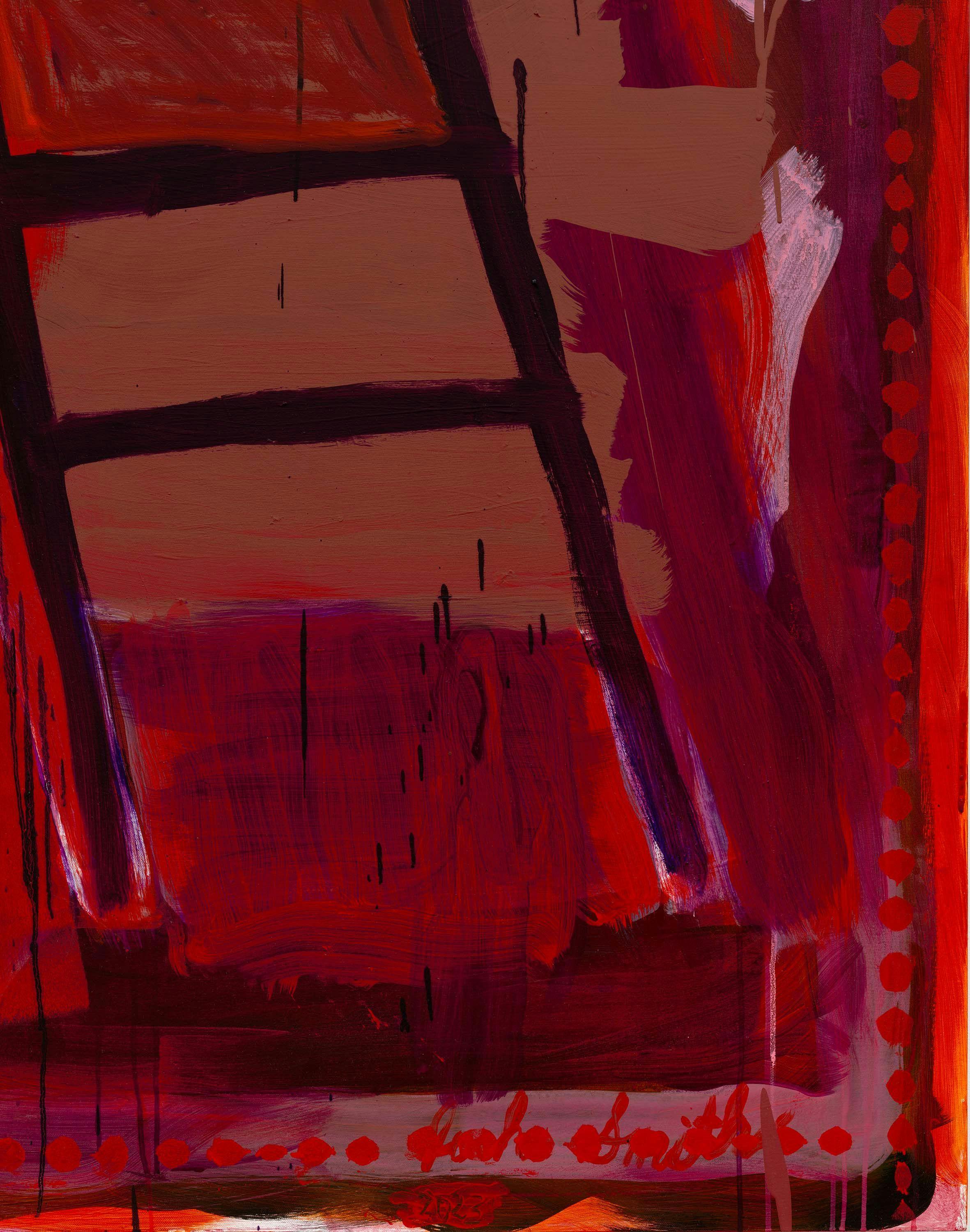 A detail from a painting by Josh Smith, titled Stepladder, dated 2023.