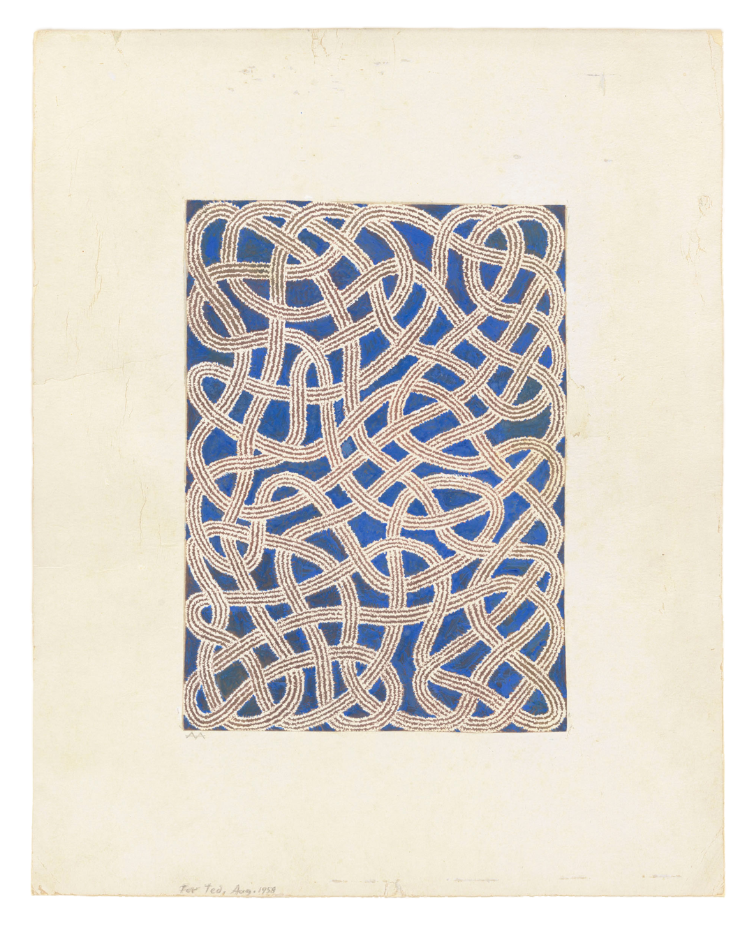 A multimedia work on paper by Anni Albers, titled Drawing for Nylon Rug, dated 1958.