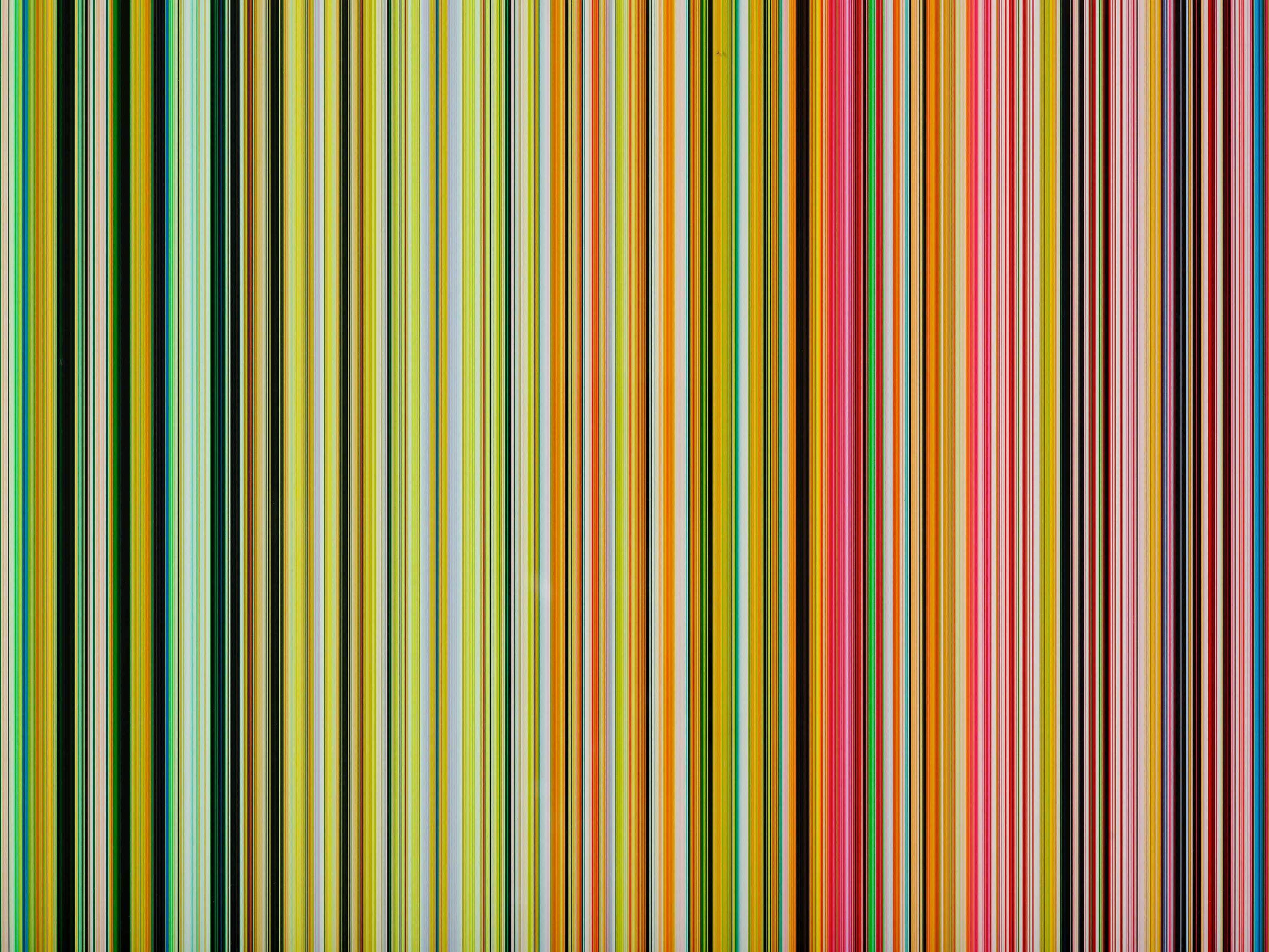 A detail from a sculpture by Gerhard Richter, titled STRIP-TOWER, dated 2023.