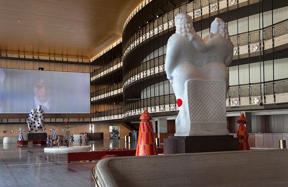 Installation of works by Marcel Dzama in the lobby of the David H Koch Theater, dated 2016.
