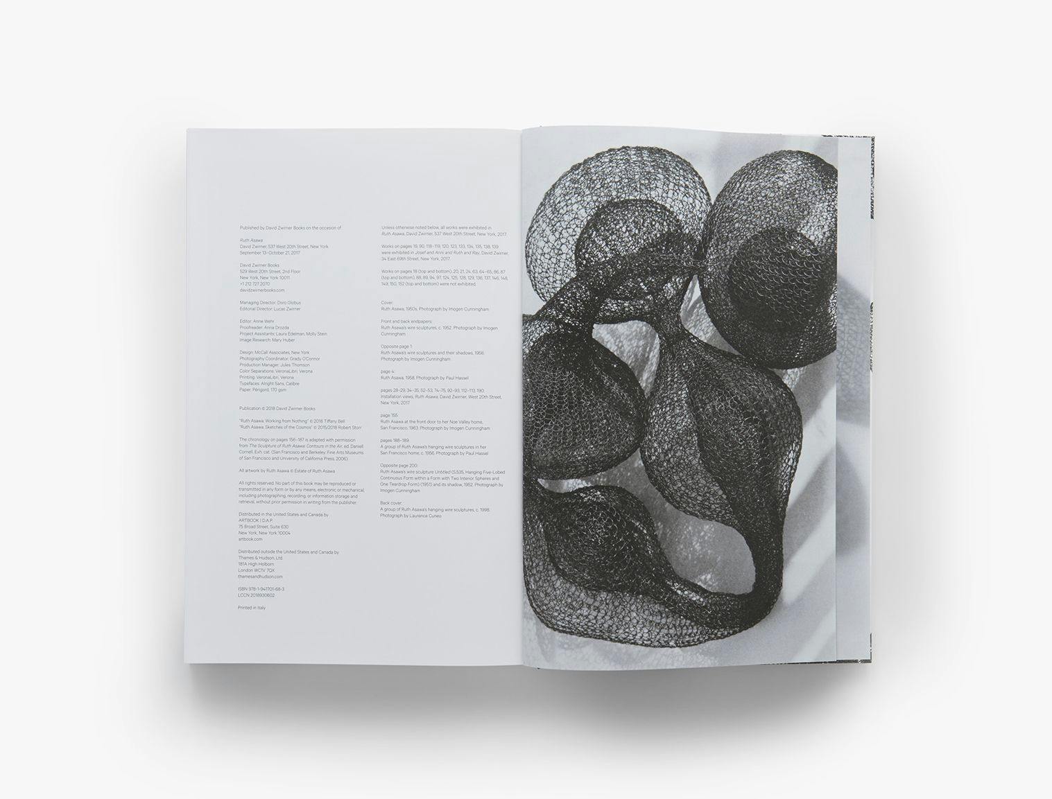 Interior spread from a book titled Ruth Asawa, published by David Zwirner Books in 2018.