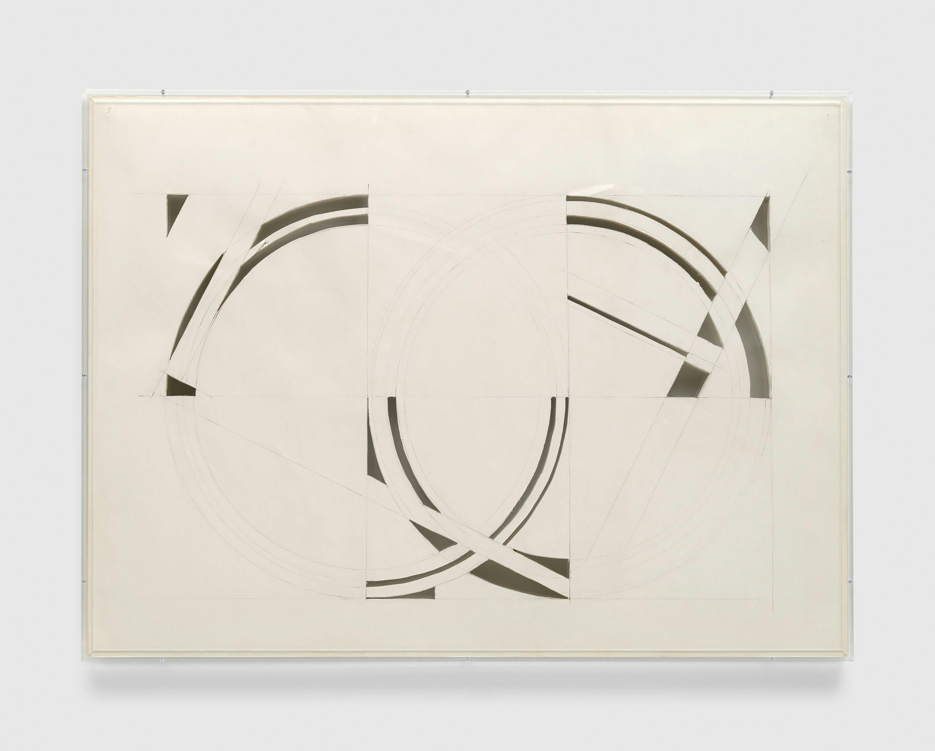 A drawing by Gordon Matta-Clark, titled Cycle Grid Overlay, dated 1977.