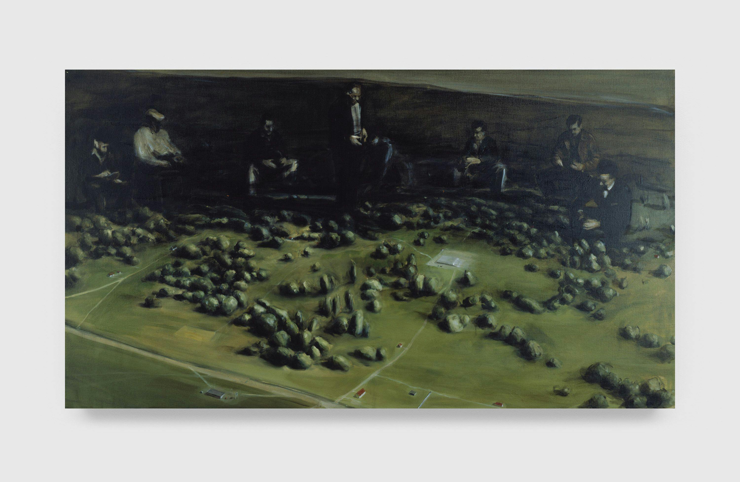A painting by Michaël Borremans, titled Trickland (II-Large), dated 2002.
