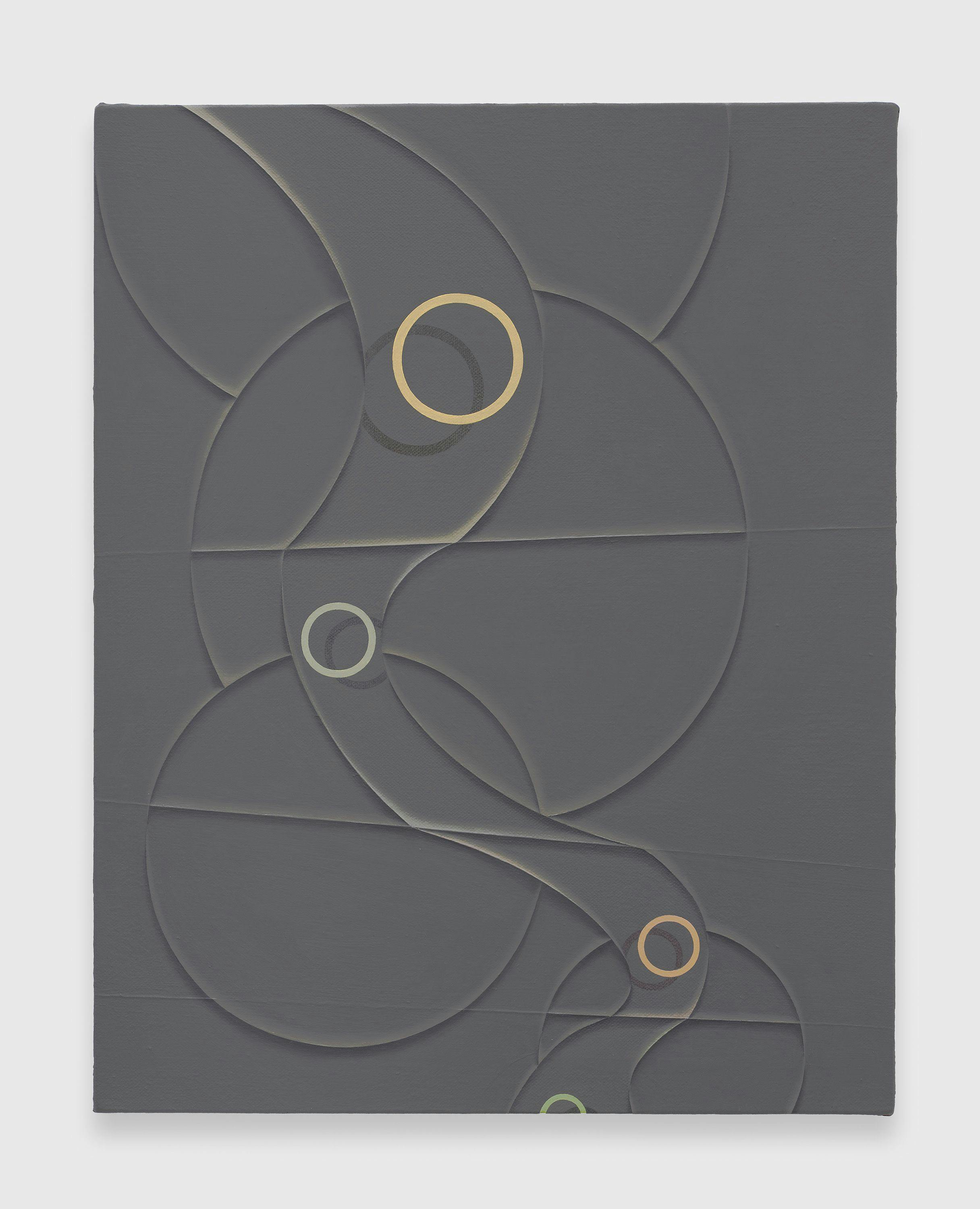A painting by Tomma Abts, titled Loert, dated 2005.