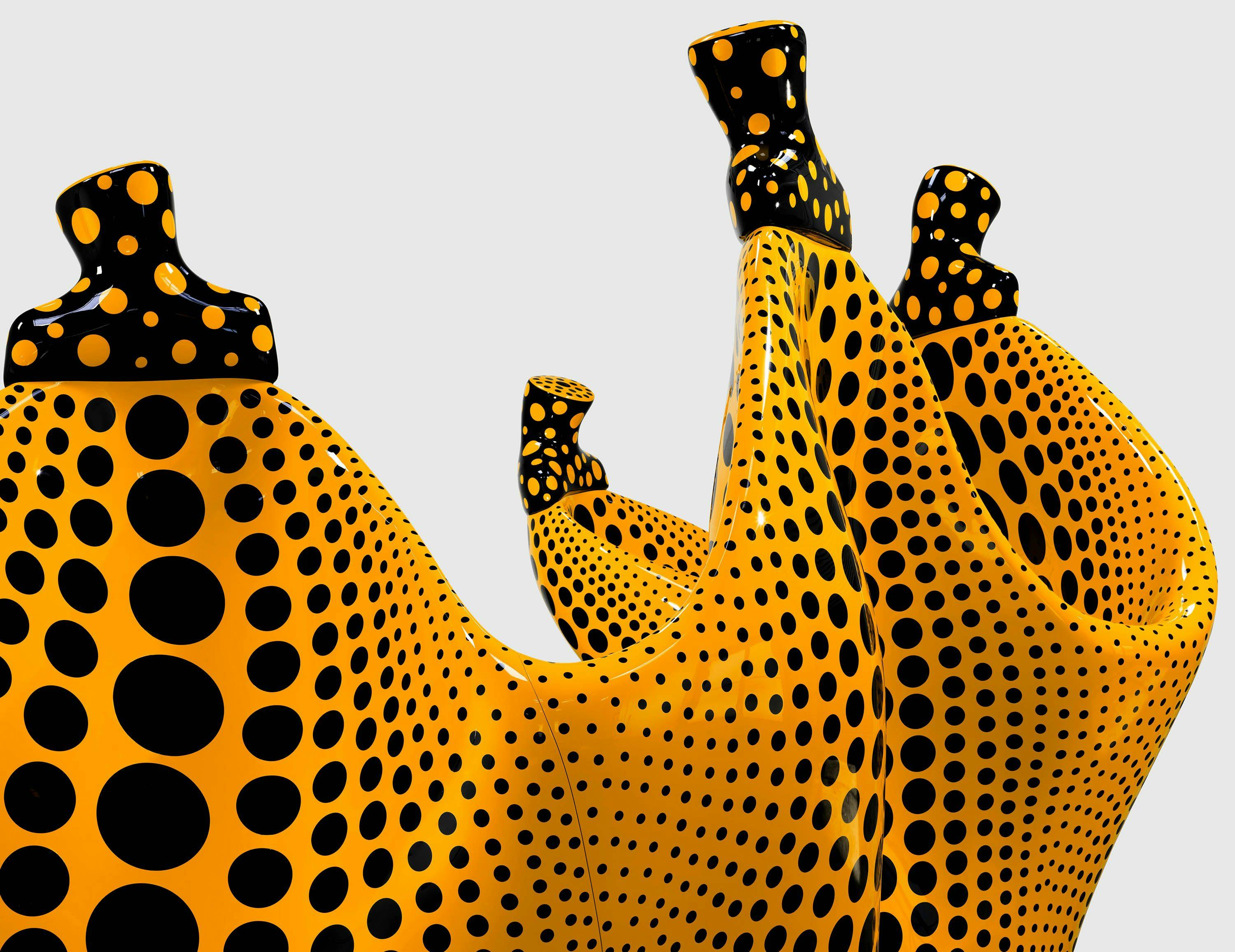 A detail from a bronze and urethane paint sculpture by Yayoi Kusama, titled Aspiring to Pumpkin’s Love, the Love in My Heart, dated 2023.