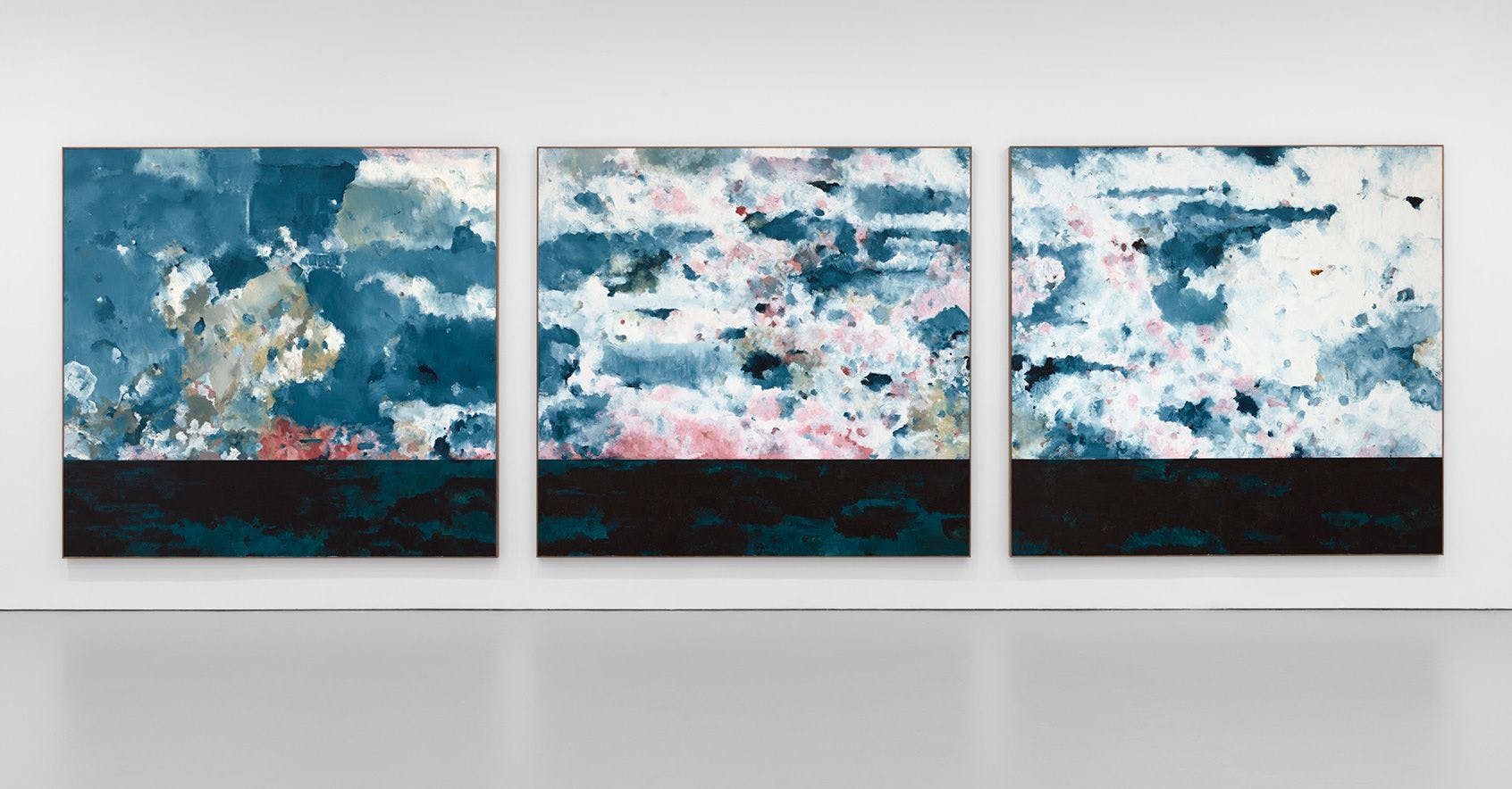 An installation view of a painting by Harold Ancart, titled The Sea, dated 2020.