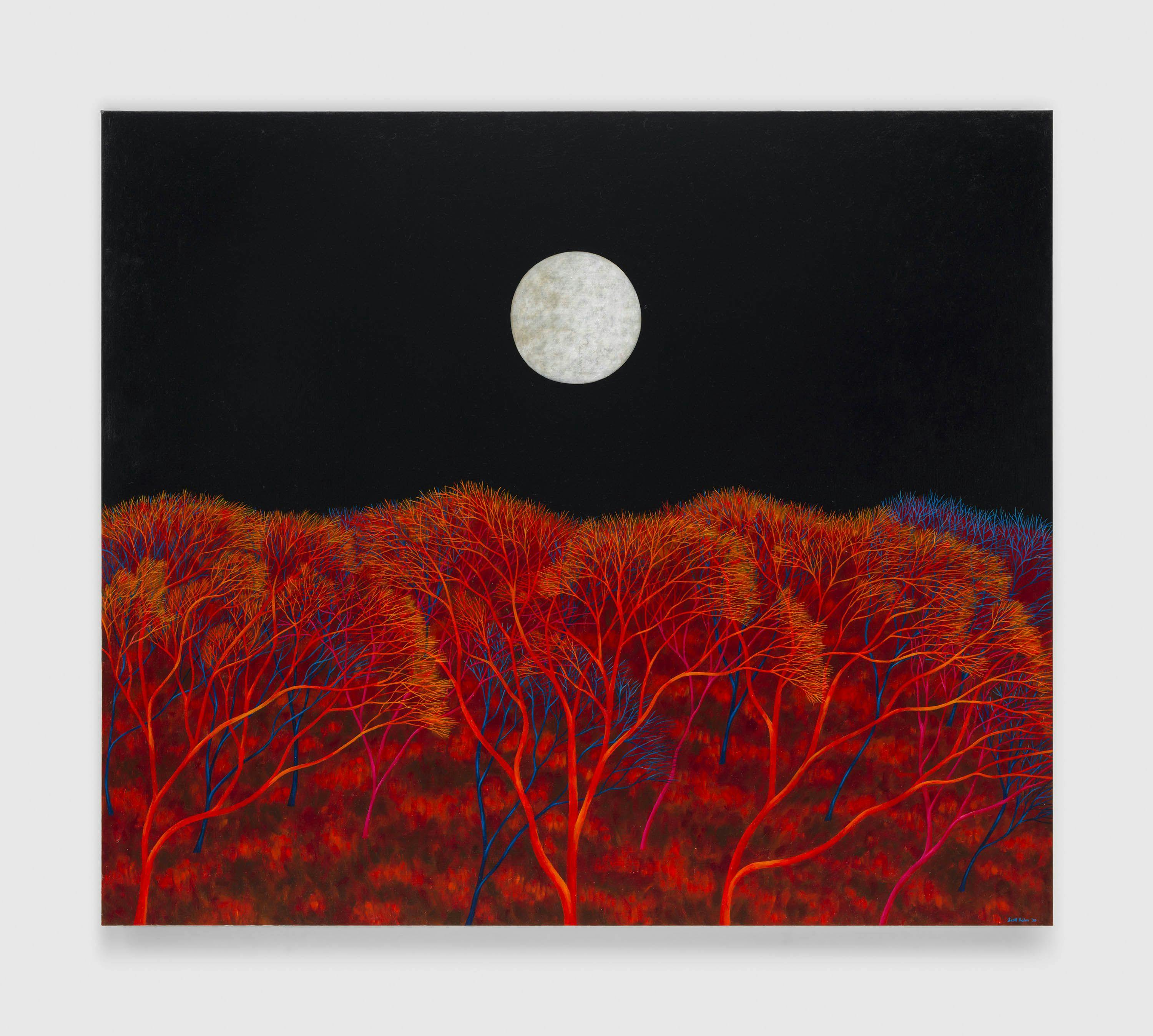 A painting by Scott Kahn, titled Wolf Moon, dated 2023.