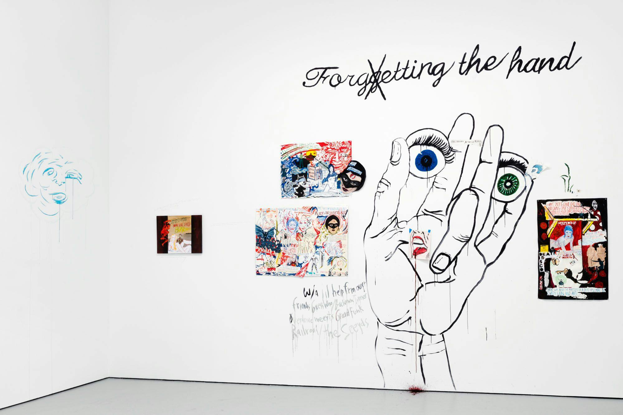 Installation view of the exhibition, Forgetting The Hand, at David Zwirner in New York, dated 2016.