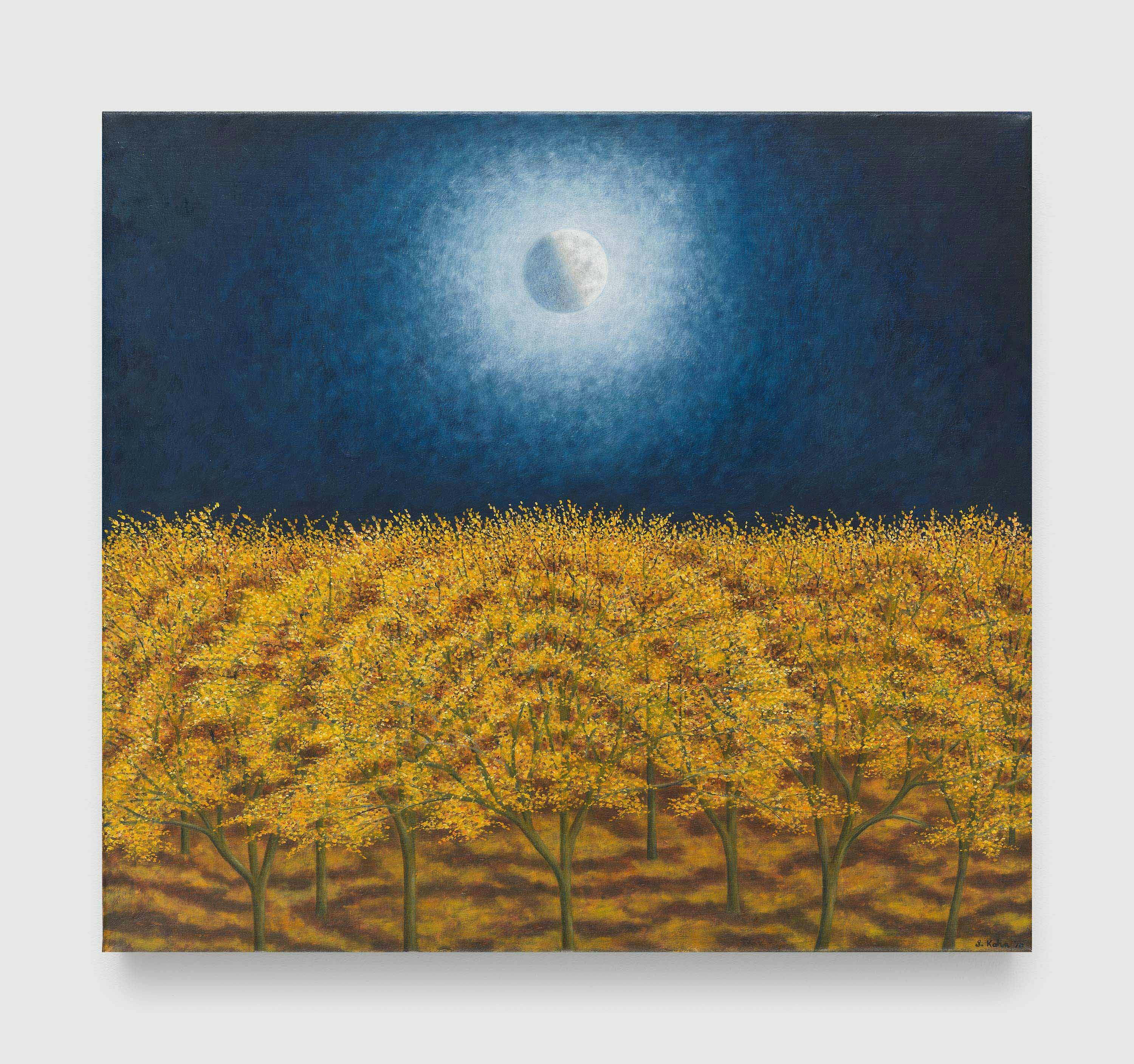 A painting by Scott Kahn, titled Autumn Moon, dated 2014 to 2015.