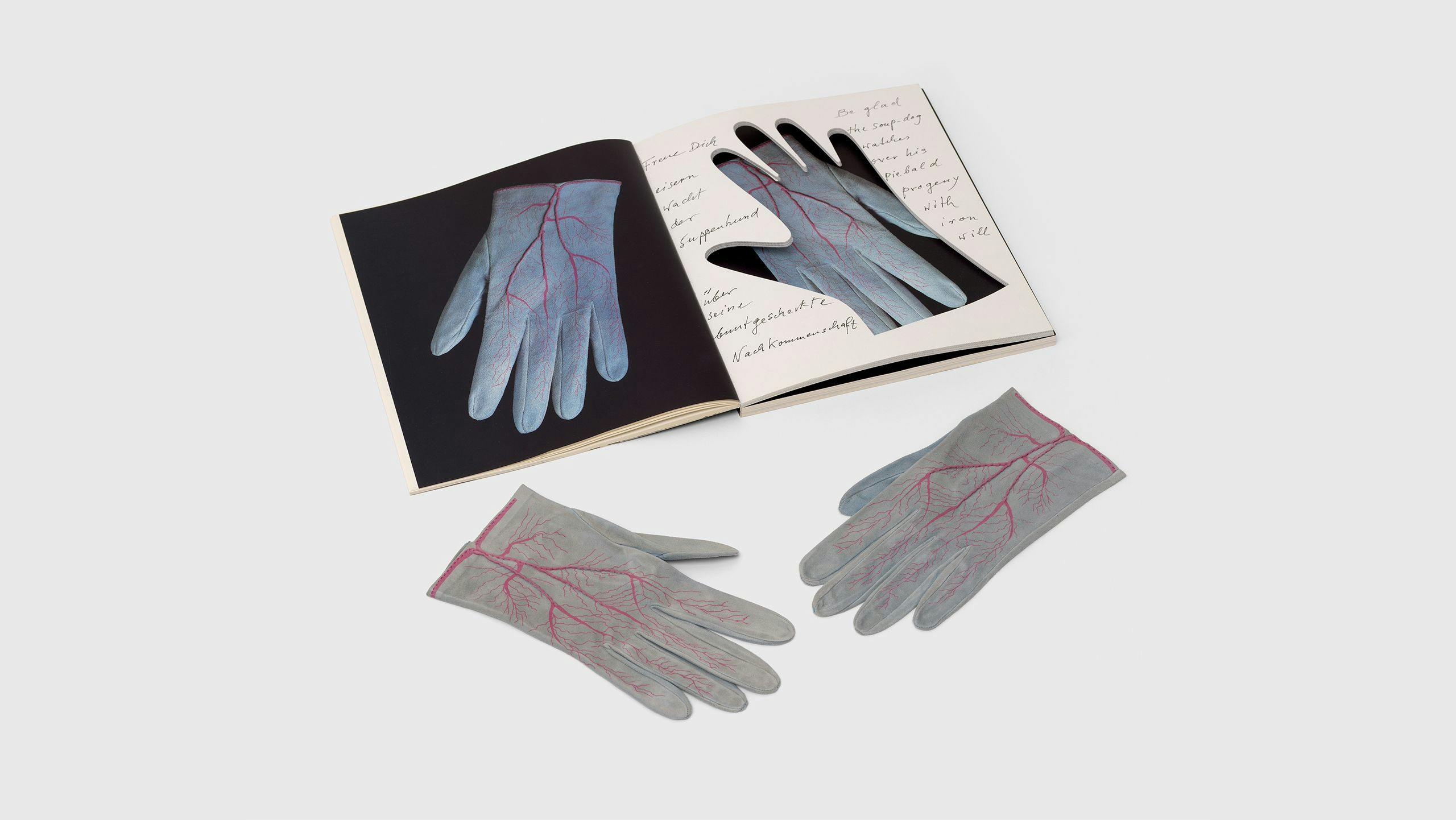 An artwork by Meret Oppenheim, titled Glove, dated 1985
