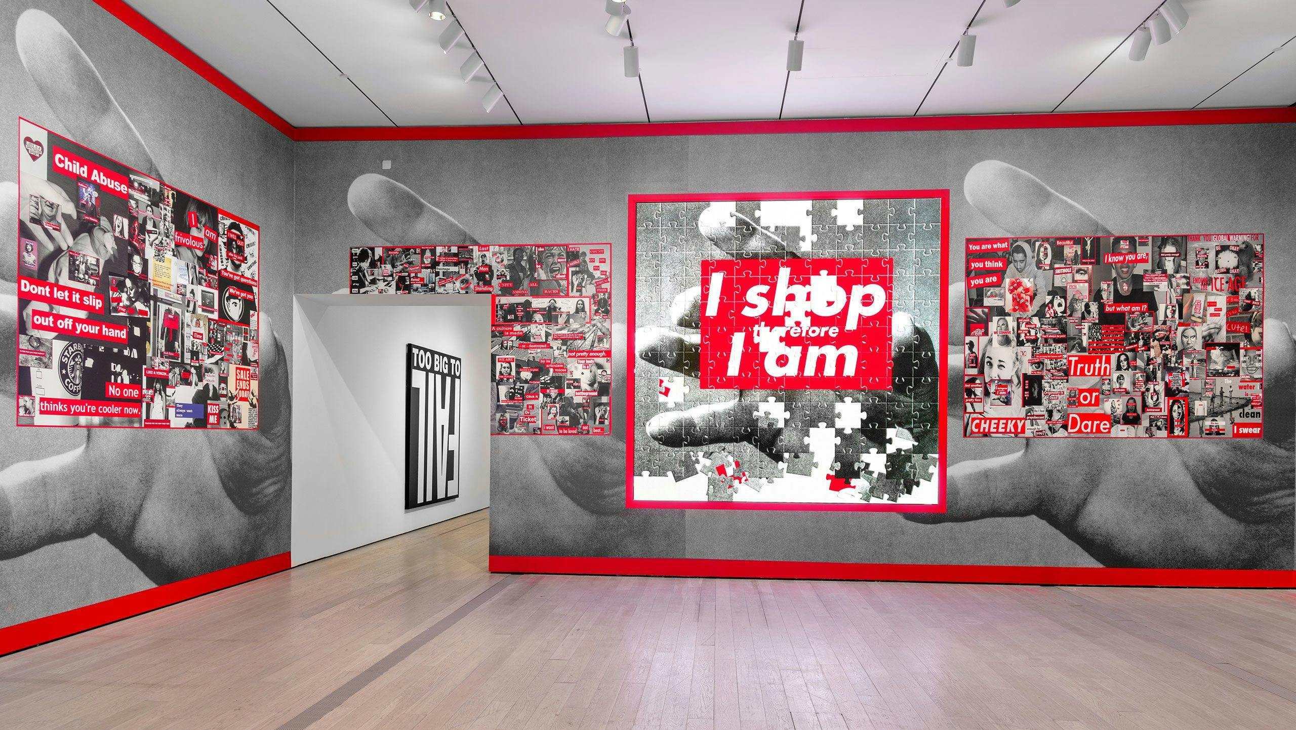 Installation view of the exhibition, Barbara Kruger: Thinking of You. I Mean Me. I Mean You., at Los Angeles County Museum of Art, dated 2022.