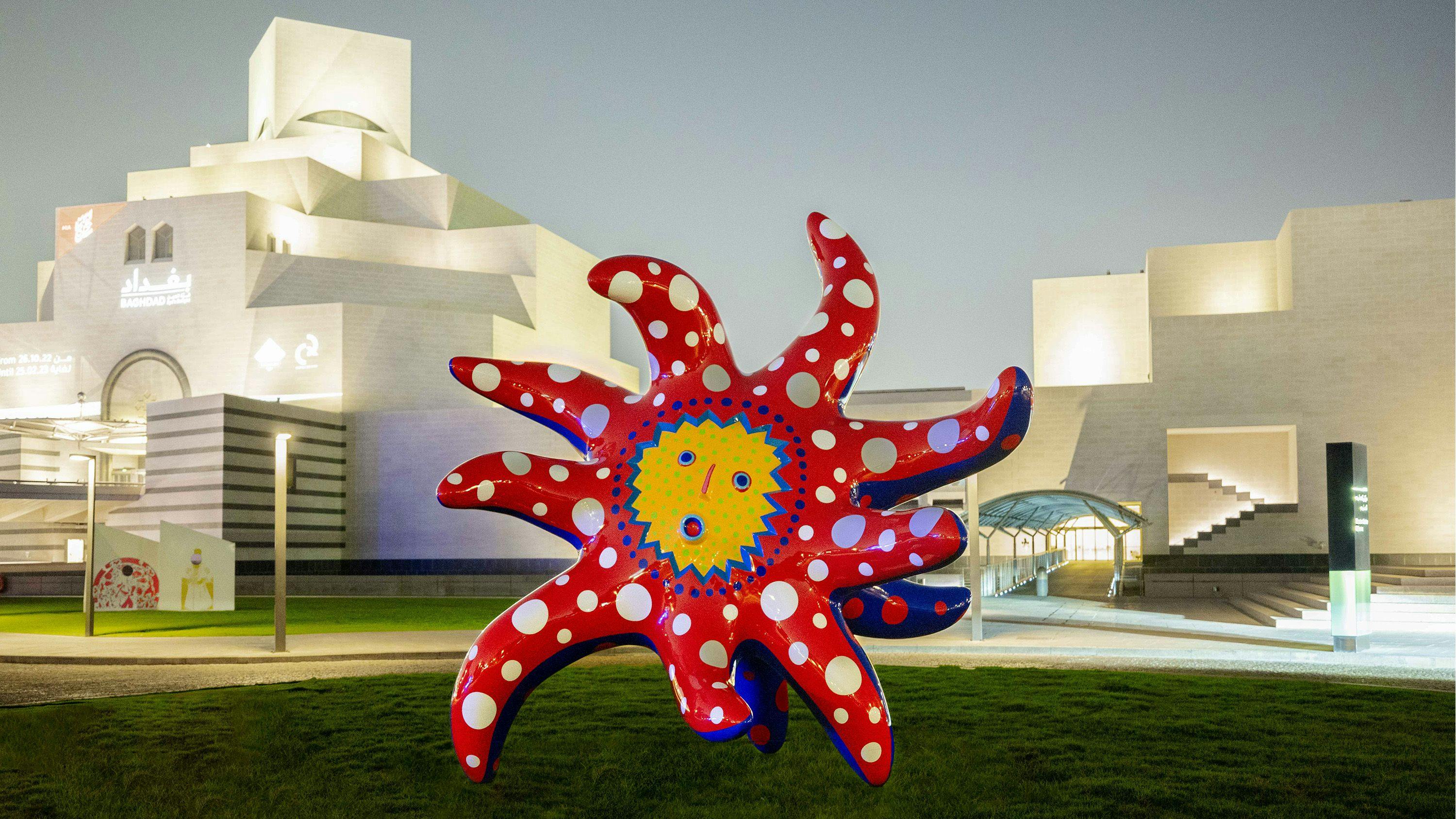 Installation view from Yayoi Kusama’s exhibition My Soul Blooms Forever, Museum of Islamic Art. Doha. Qatar, November 19, 2022 - March 1, 2023.