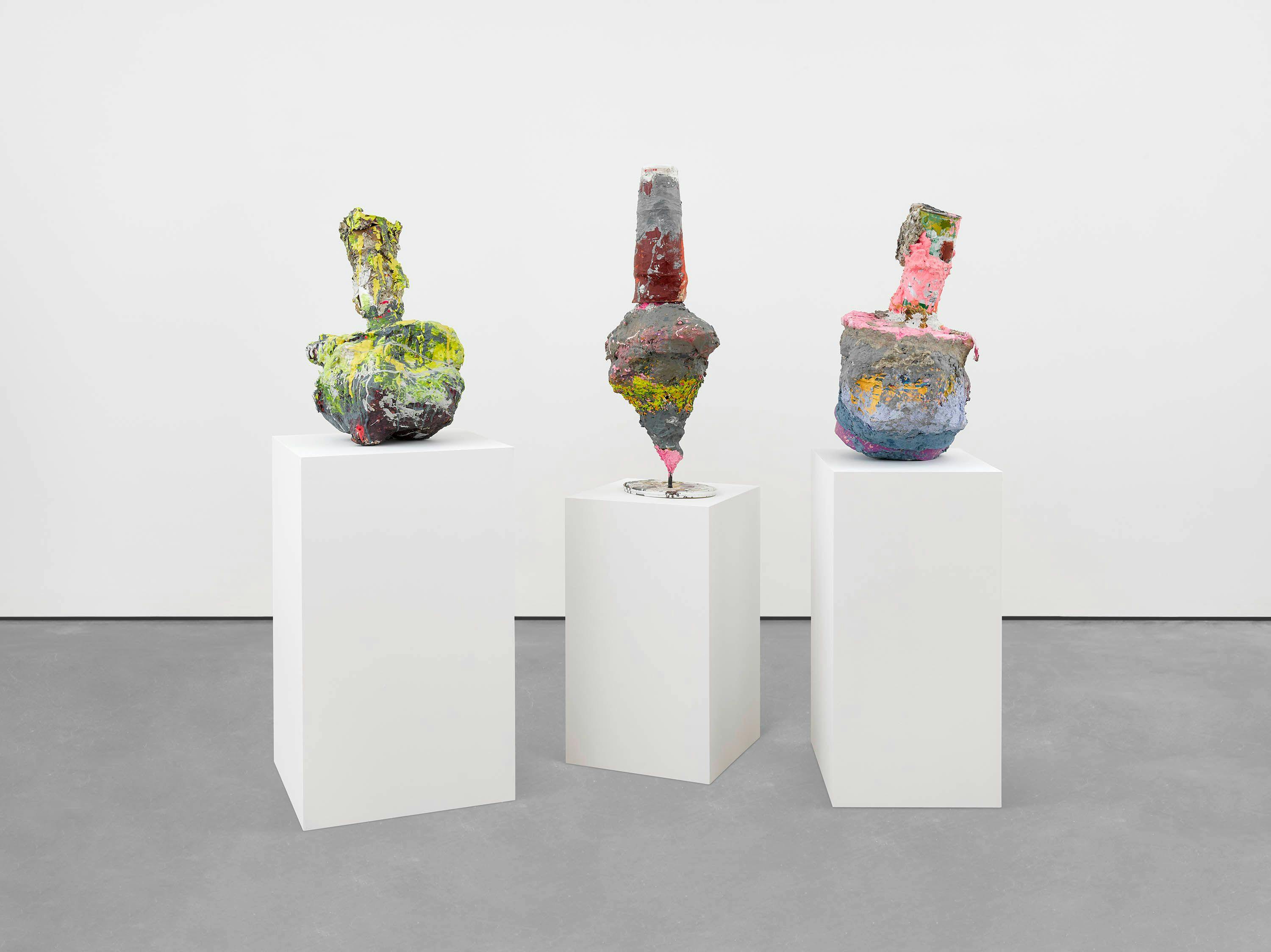 A sculpture by Franz West, titled Three Times the Same, dated 1998.