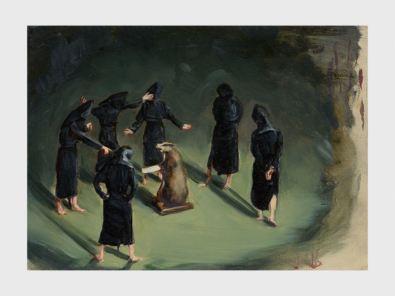An artwork by Michael Borremans, titled Black Mould / The Badger's Song, dated 2015