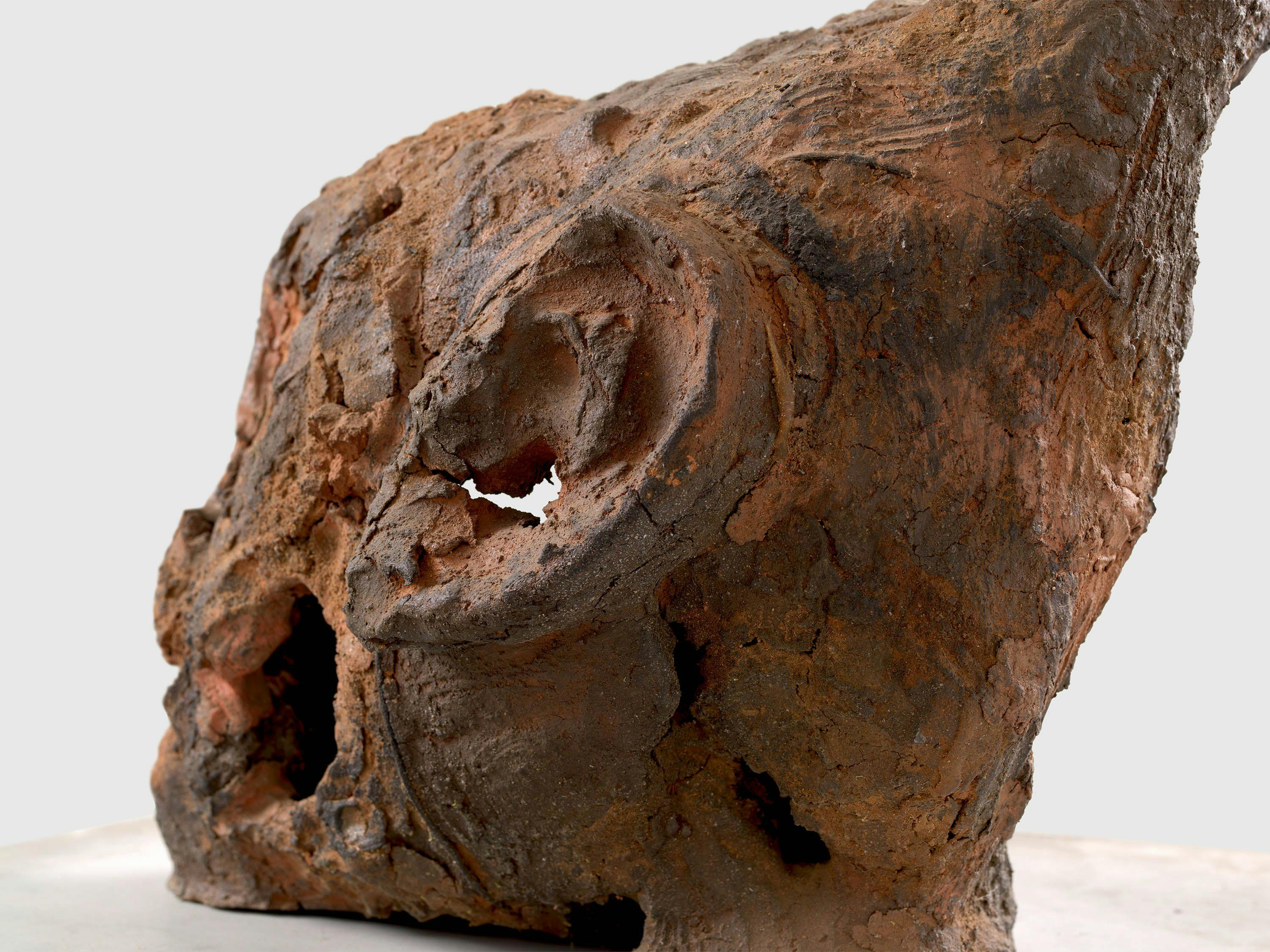 An untitled detail from a sculpture by Huma Bhabha, dated 2022. by Huma Bhabha, called Untitled, dated 2022.