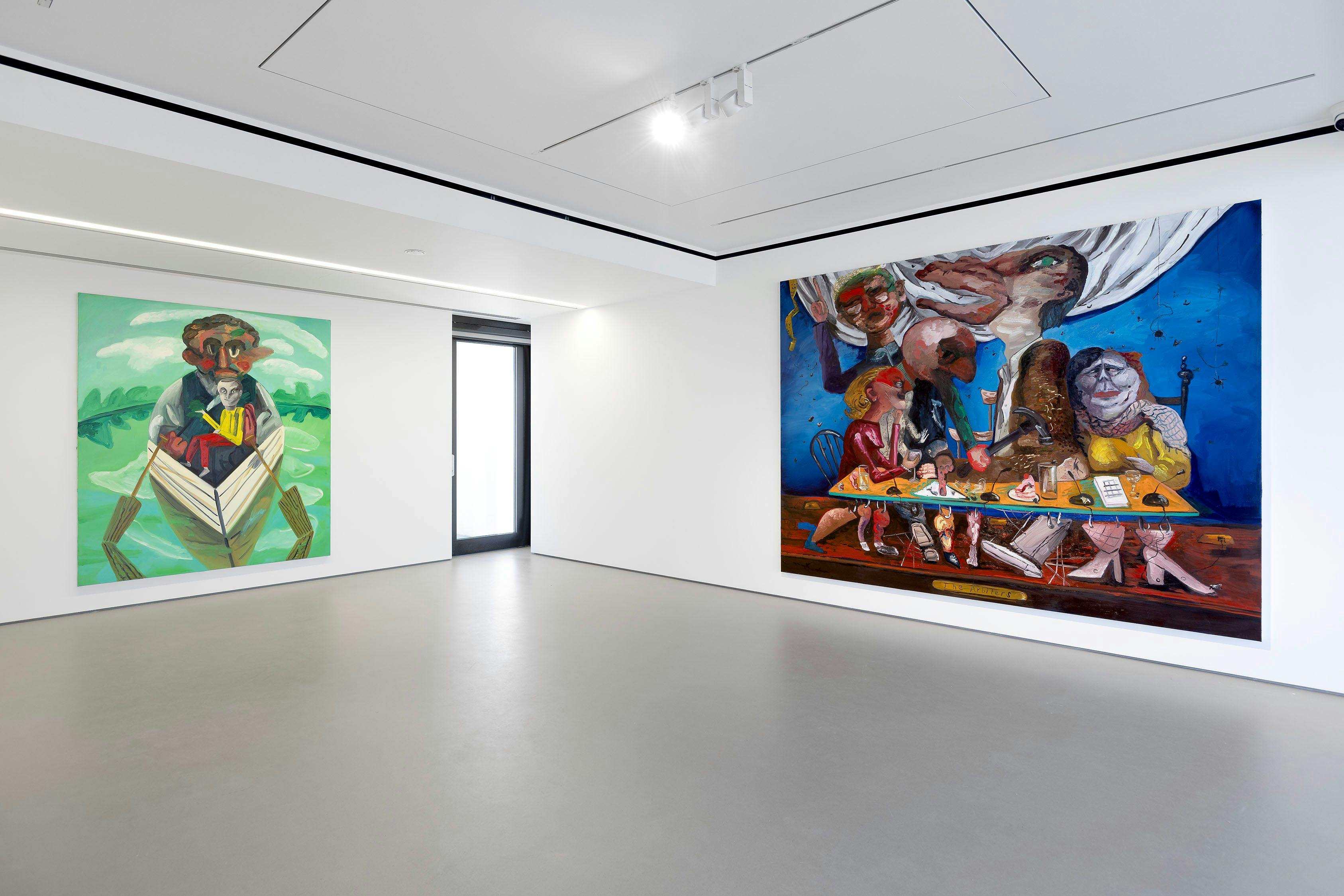 Installation view of the exhibition, Dana Schutz: The Island, at The George Economou Collection in Athens, Greece, dated 2024.