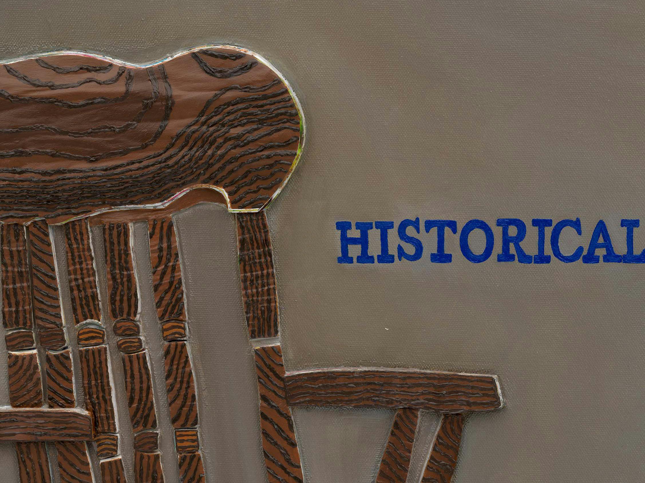 A detail from a mixed media artwork by Alexa Portigal, titled Historical History, dated 2024.