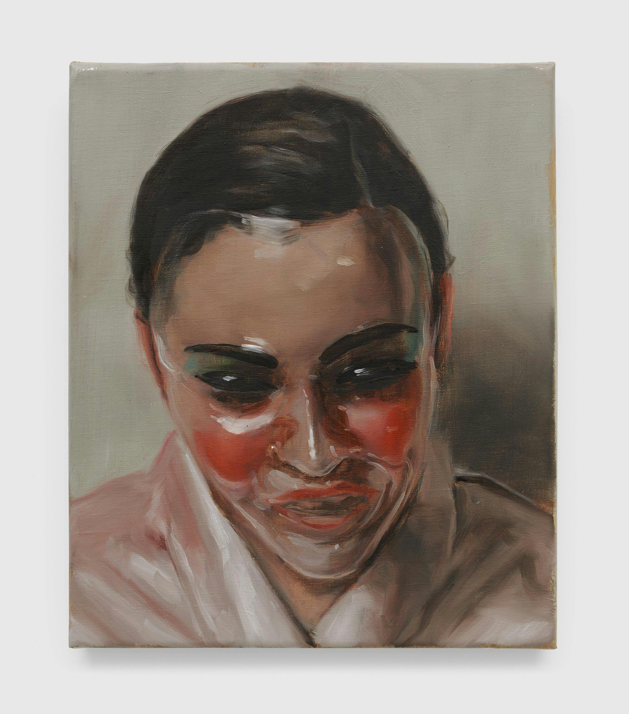 A painting by Michaël Borremans, titled Mombakkes II, dated 2007.