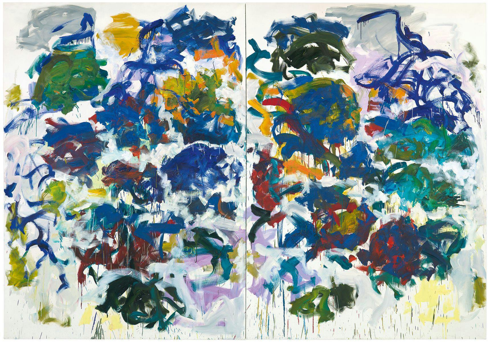 A painting by Joan Mitchell, titled Sunflowers, dated 1990-91.