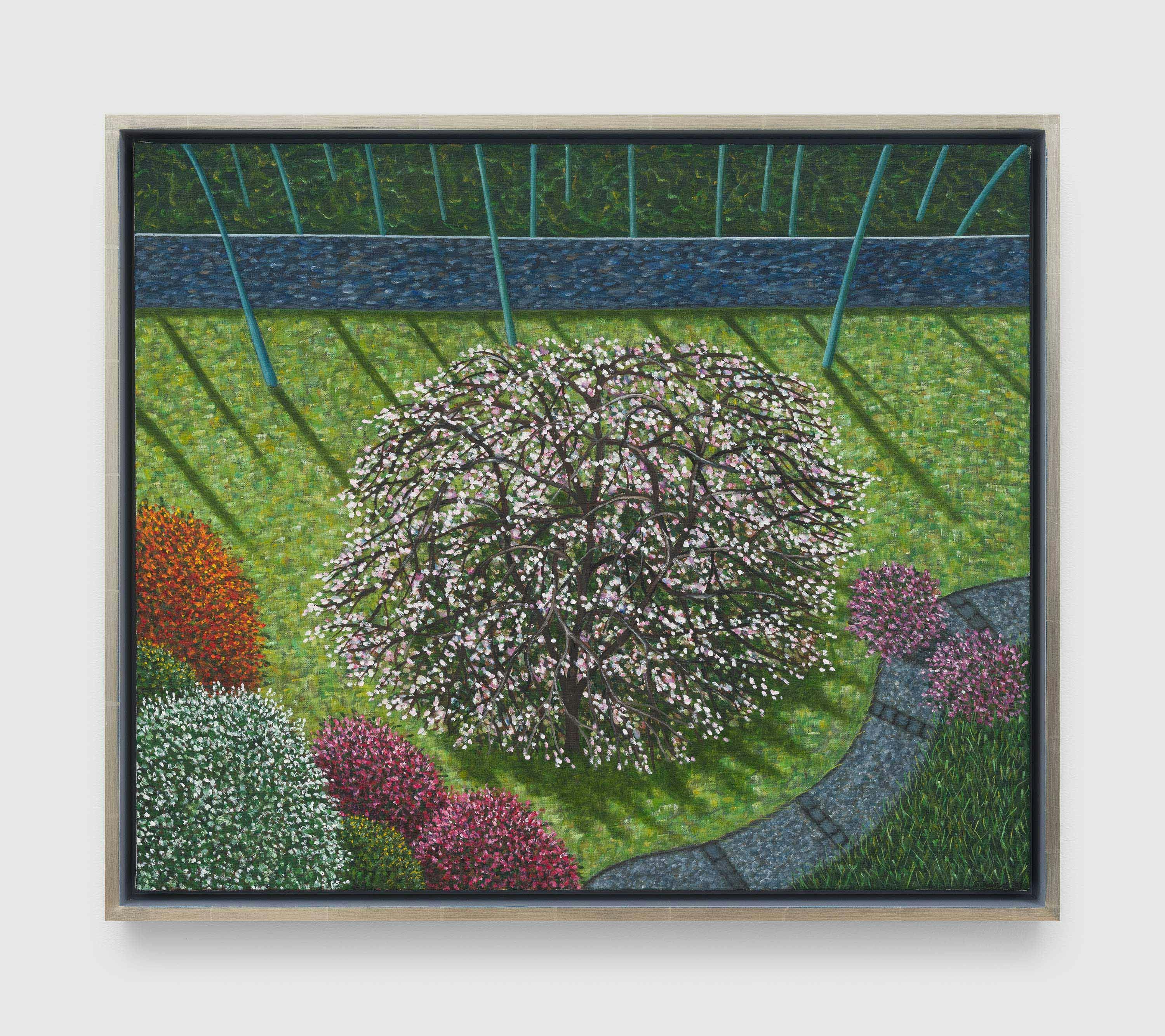 A painting by Scott Kahn, titled Dogwood from Above, dated 2022.