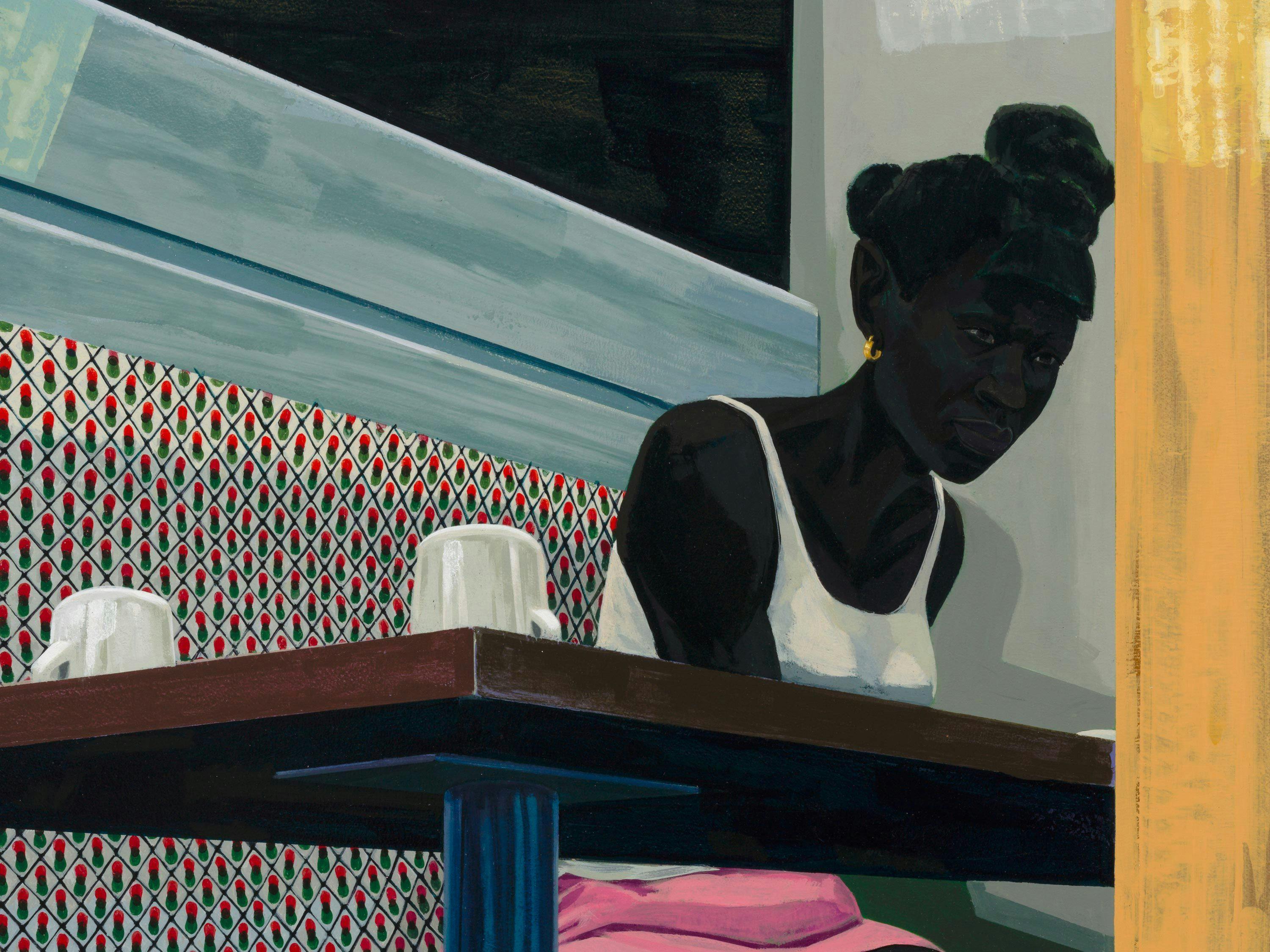 A detail from an untitled painting by Kerry James Marshall, dated 2024.