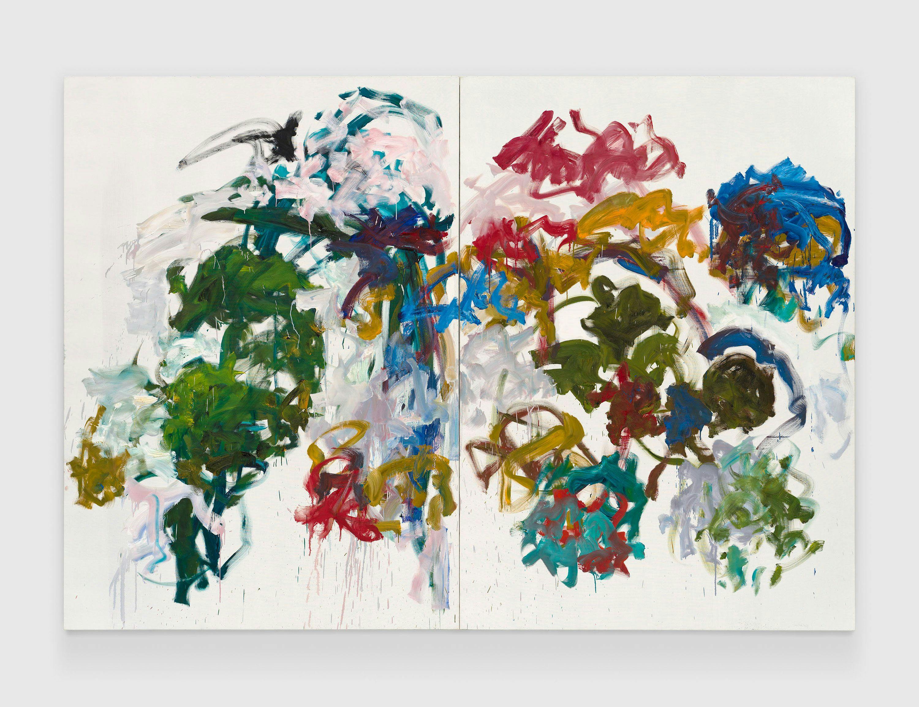 A painting by Joan Mitchell, titled Sunflowers, dated 1990 to 1991.