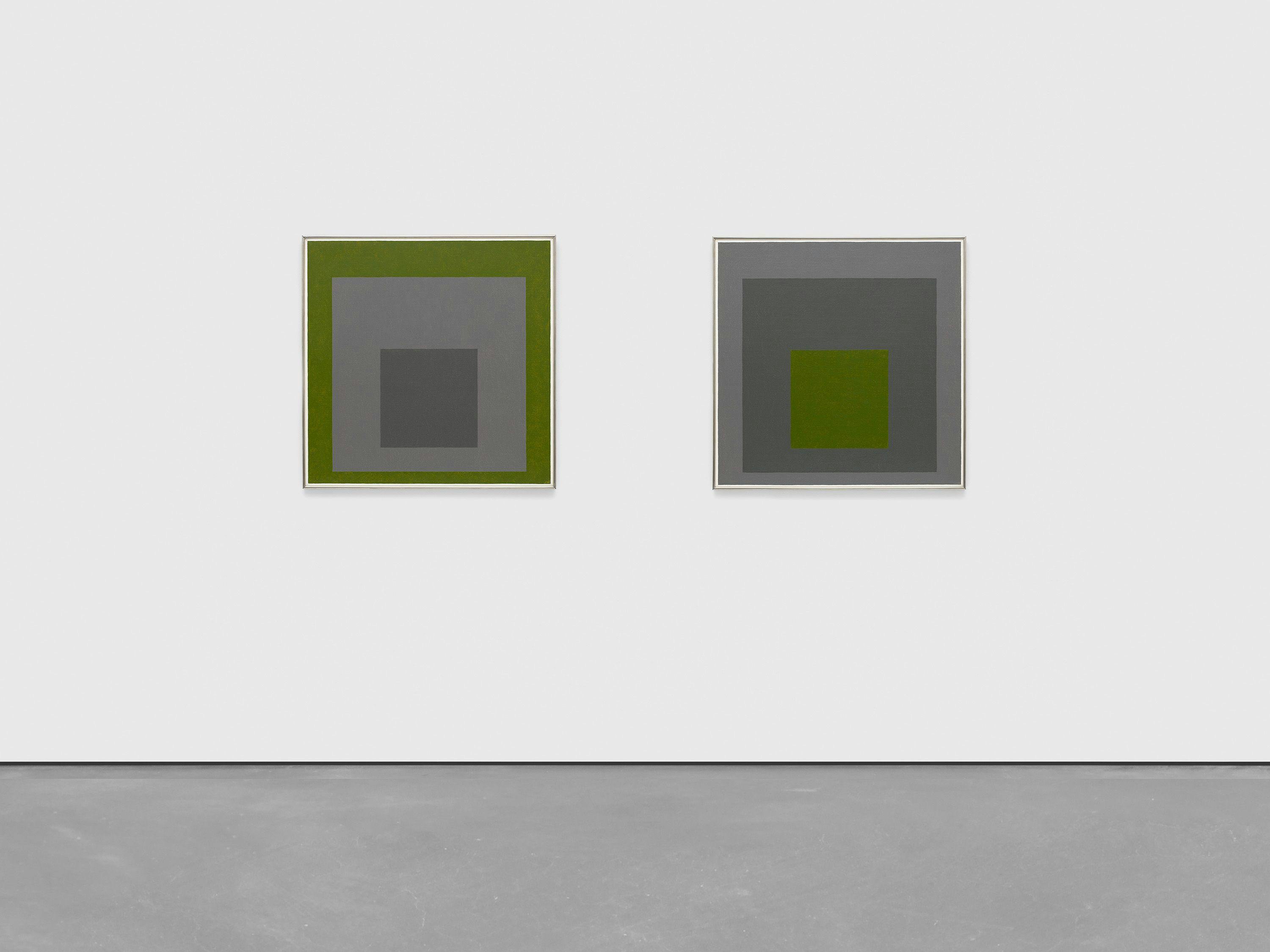 A pair of paintings by Josef Albers, titled , dated.