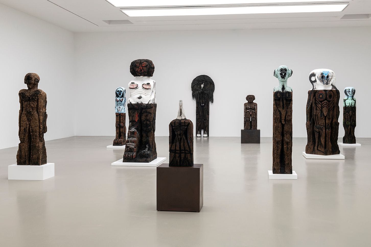 Installation view of the Huma Bhabha exhibition "A fly appeared, and disappeared," at MO.CO. Montpellier
