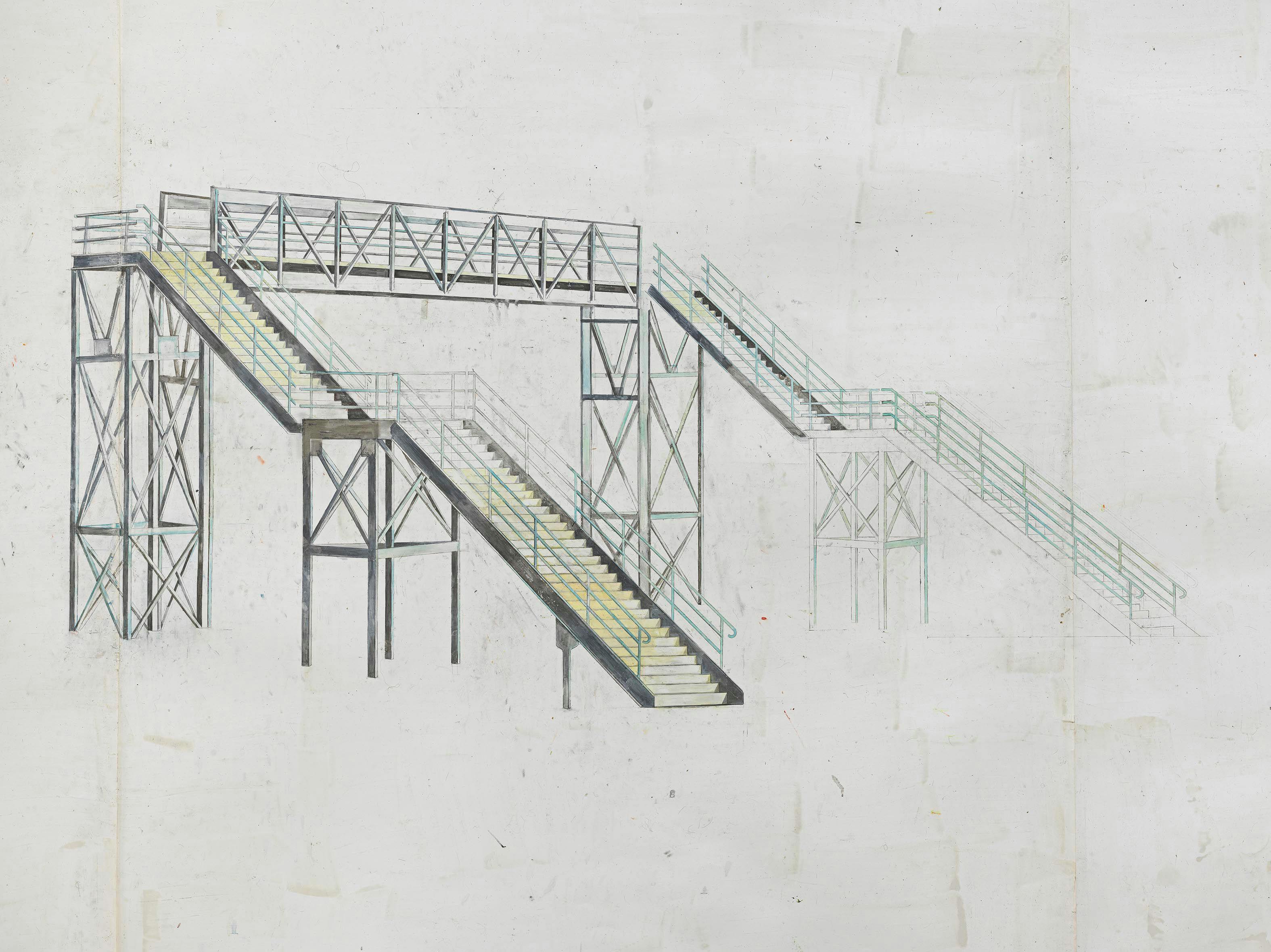 A drawing by Toba Khedoori, titled Untitled (overpass), dated 1994