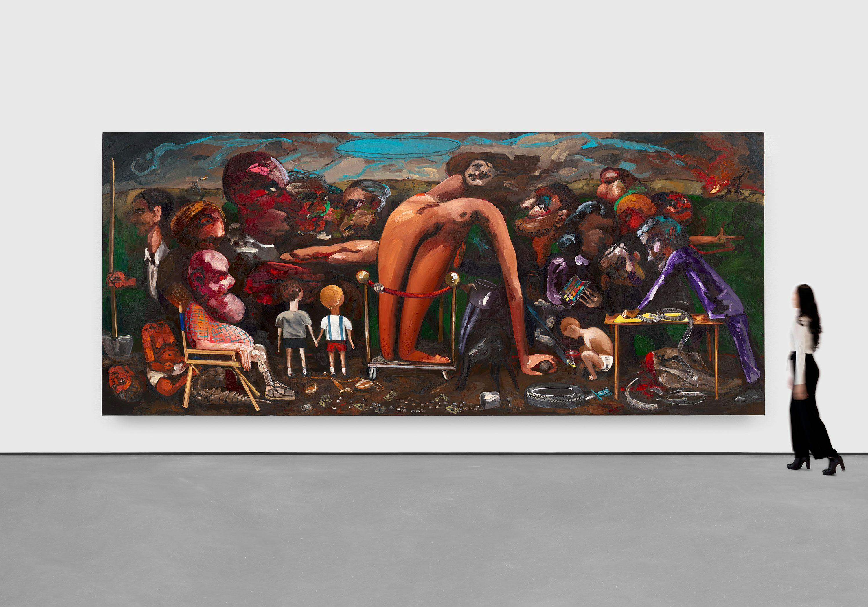 A painting by Dana Schutz, titled The Gathering, dated 2023.