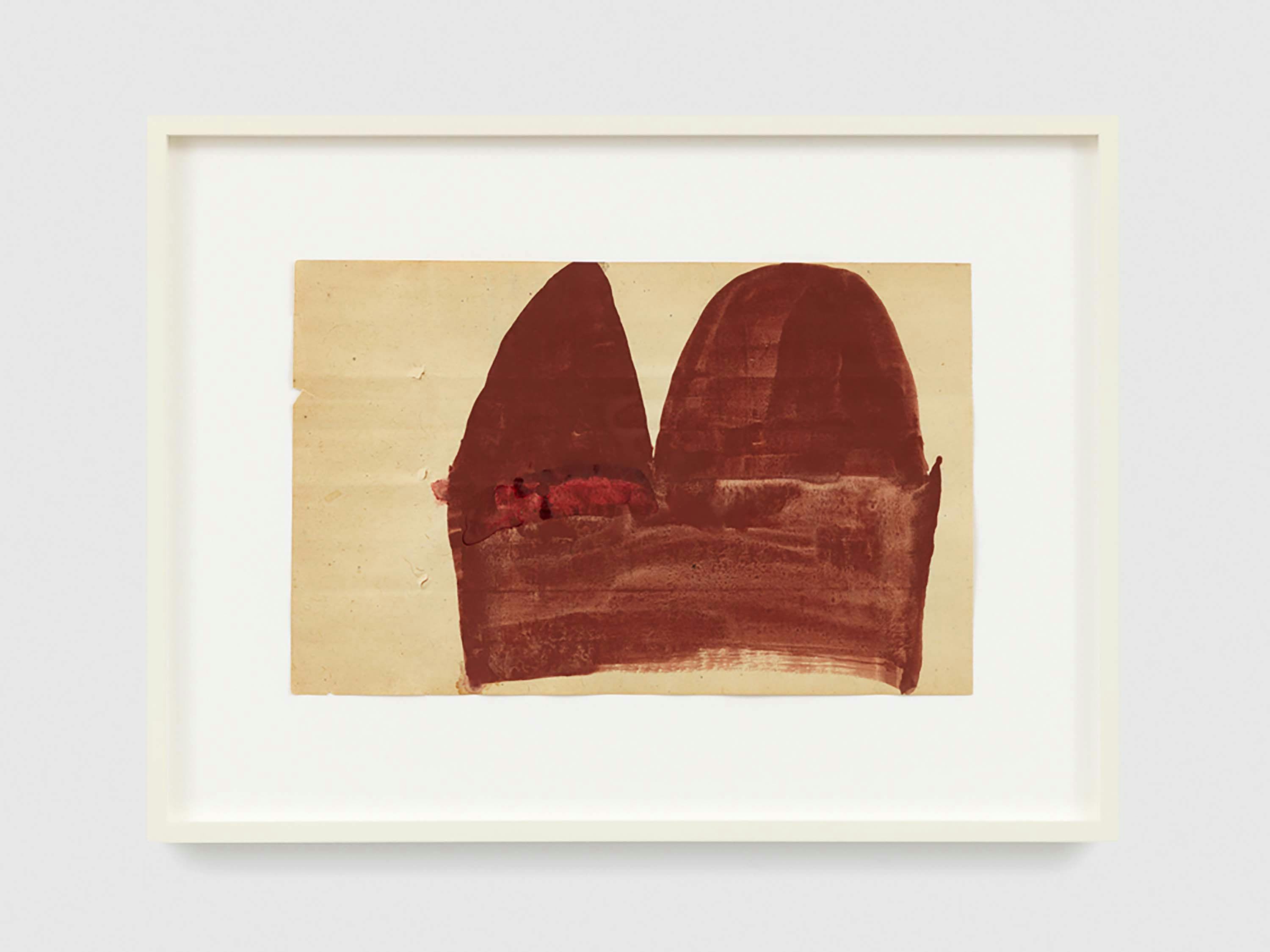 A work on paper by Suzan Frecon, titled Dark Red Cathedral Sketch, 2015 to 2016.