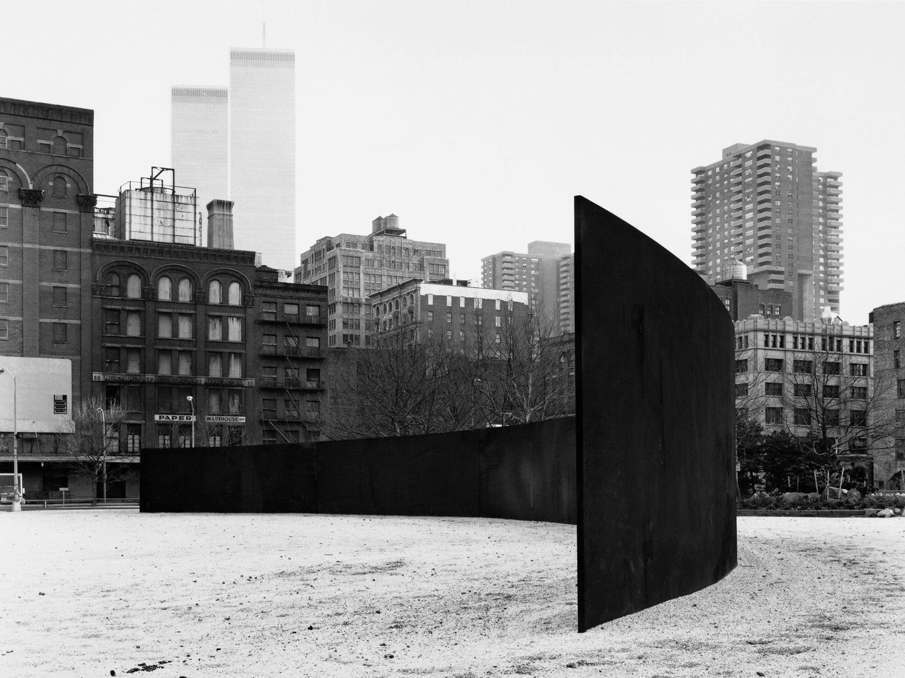 A sculpture by Richard Serra titled St. John‚Äôs Rotary Arc, dated 1980.