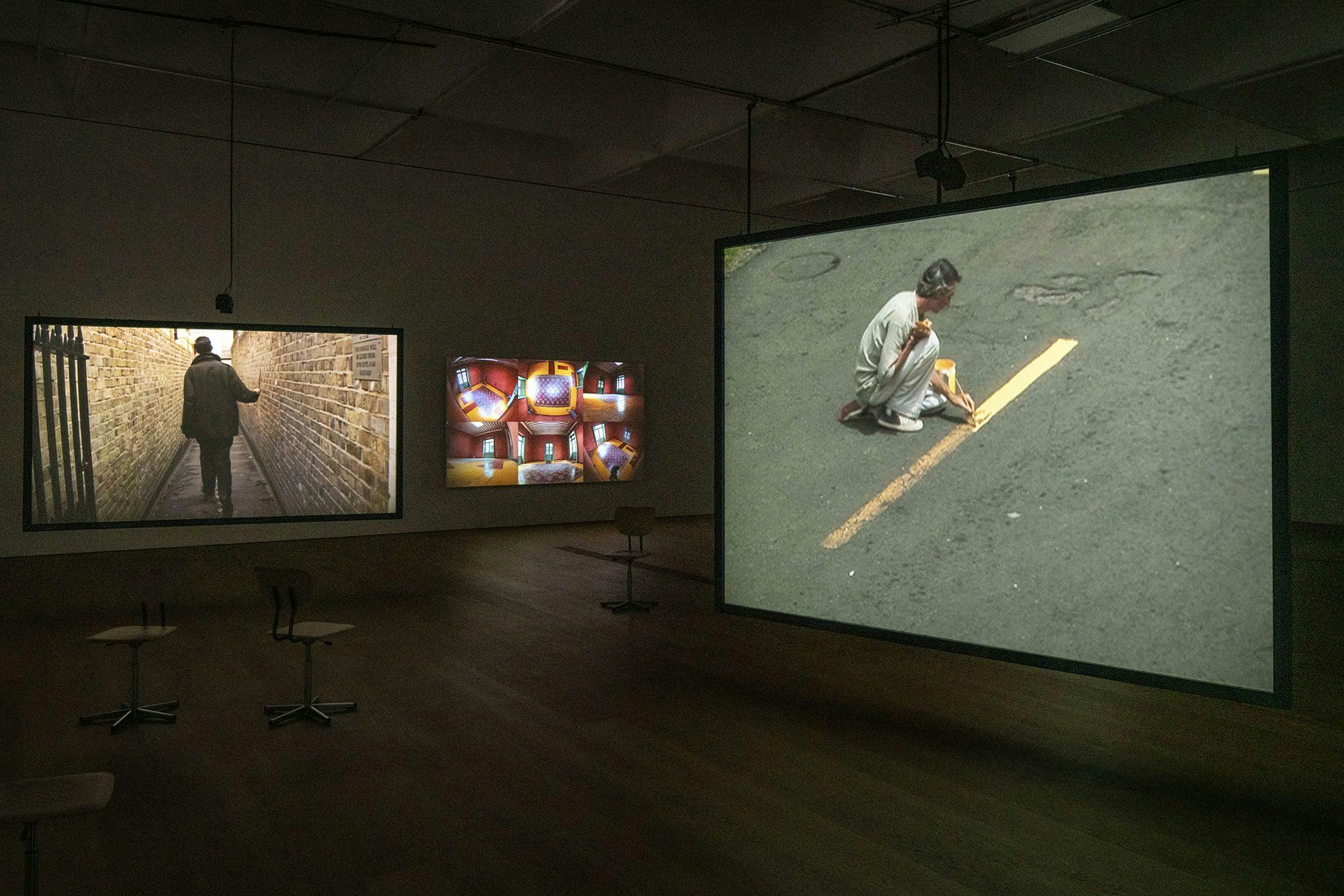 Installation view of the exhibition, Francis Alÿs: As Long as I’m Walking, at Musée cantonal des Beaux-Arts in Lausanne, dated 2021.