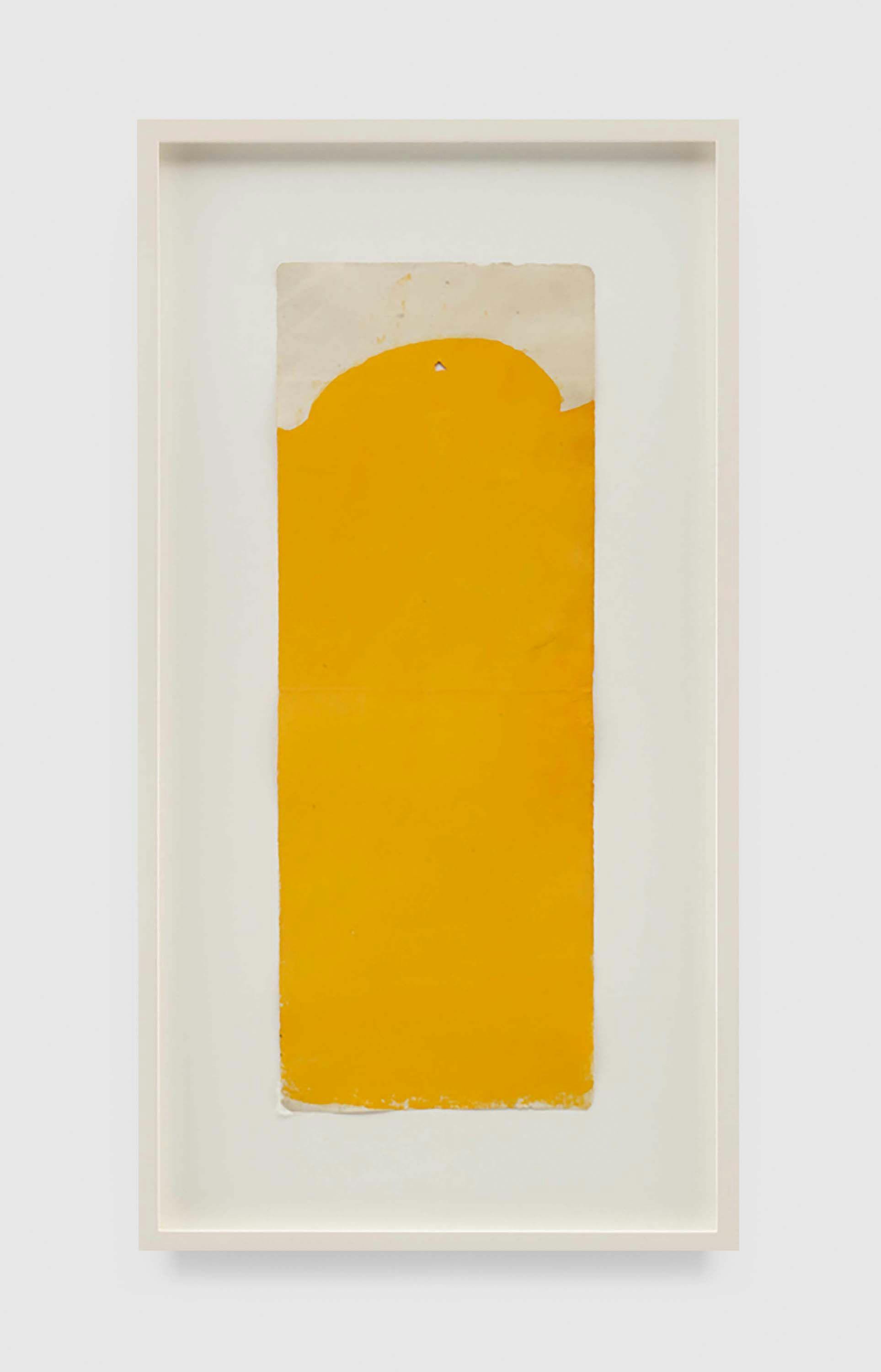 A painting by Suzan Frecon, titled vertical orange composition on small format 2, dated 2010.