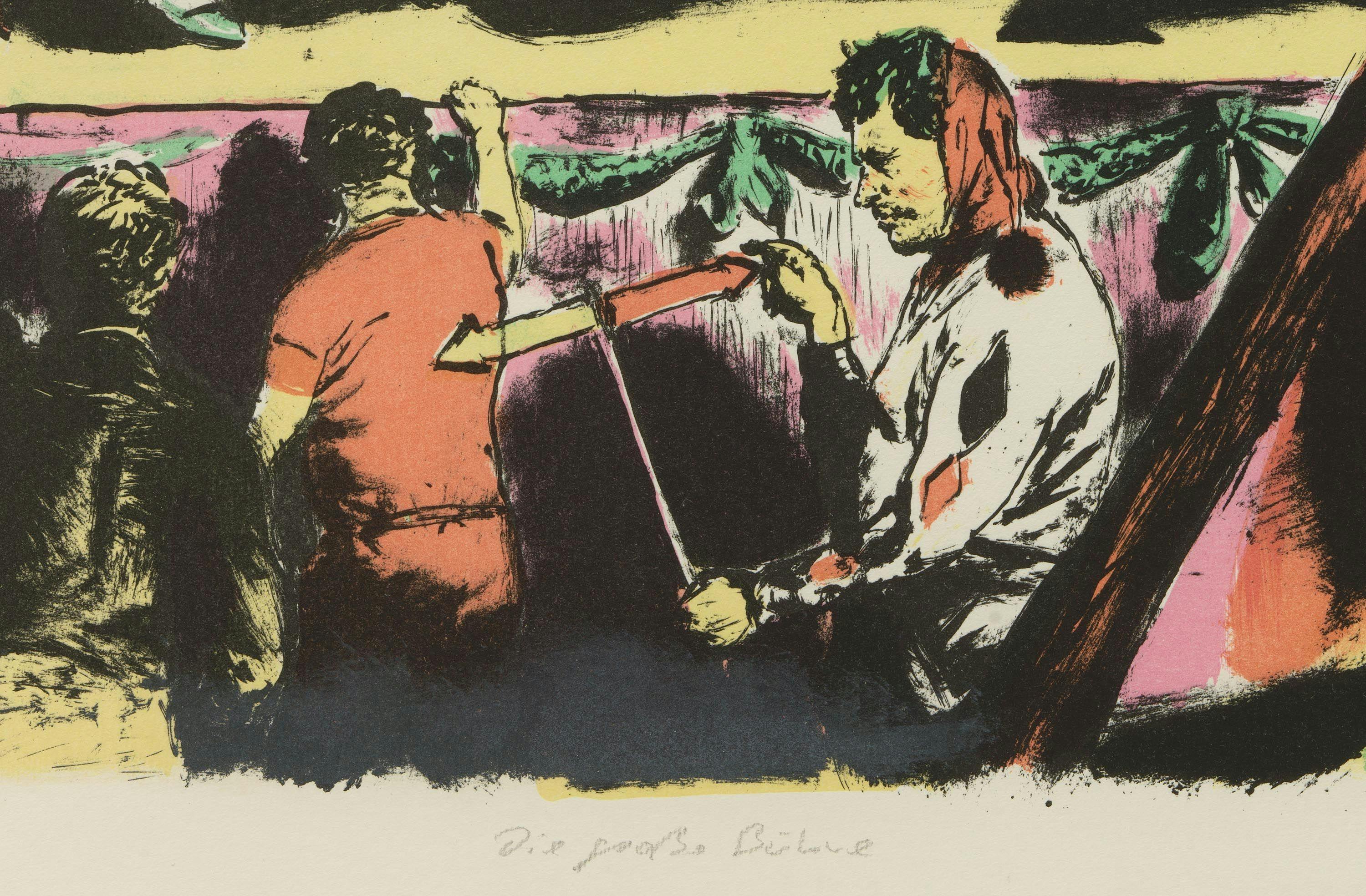 A detail from a print by Neo Rauch, titled Die große Bühne, dated 2022.