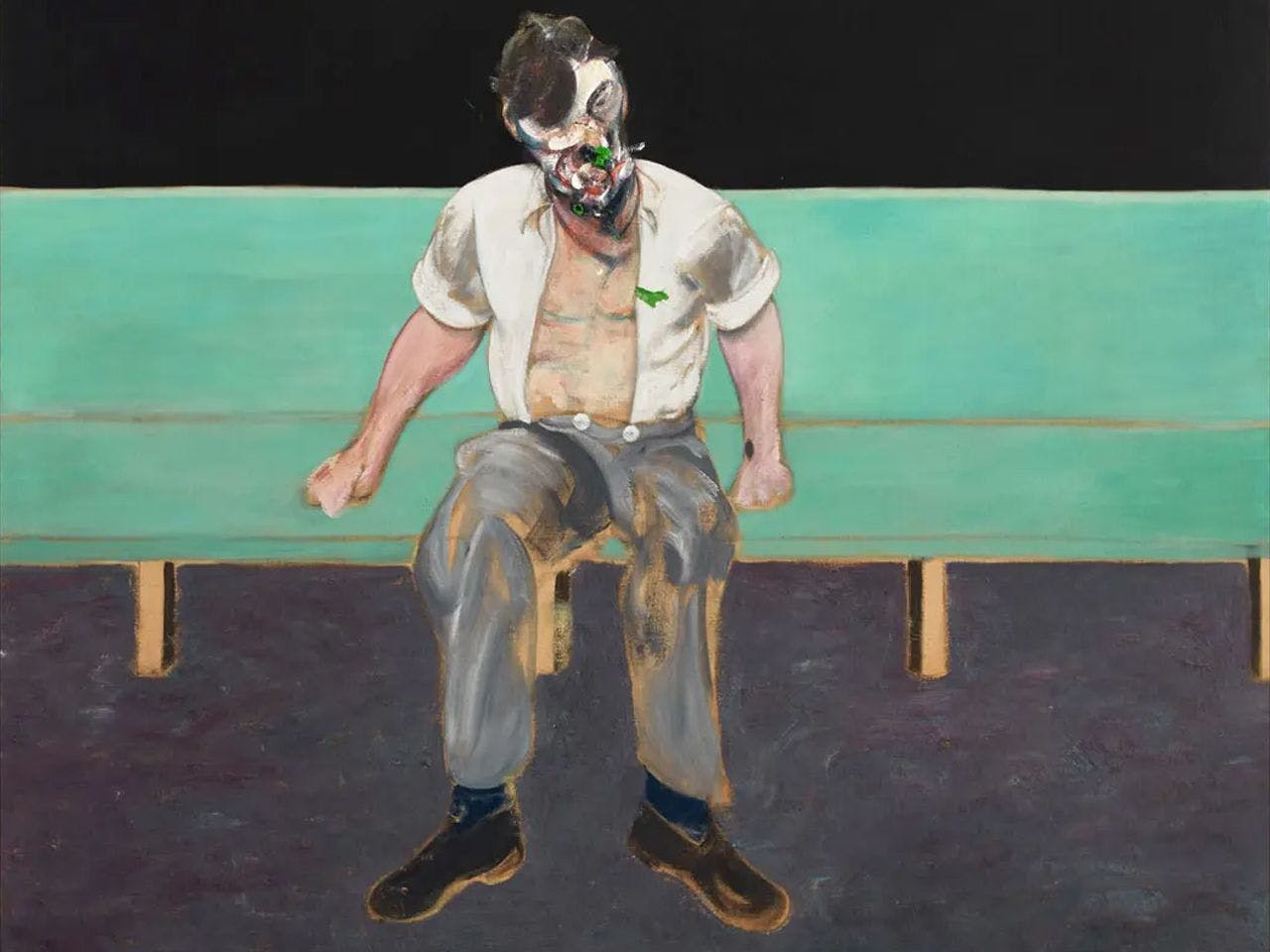 An artwork by Francis Bacon, titled Study for Portrait of Lucian Freud, dated 1964