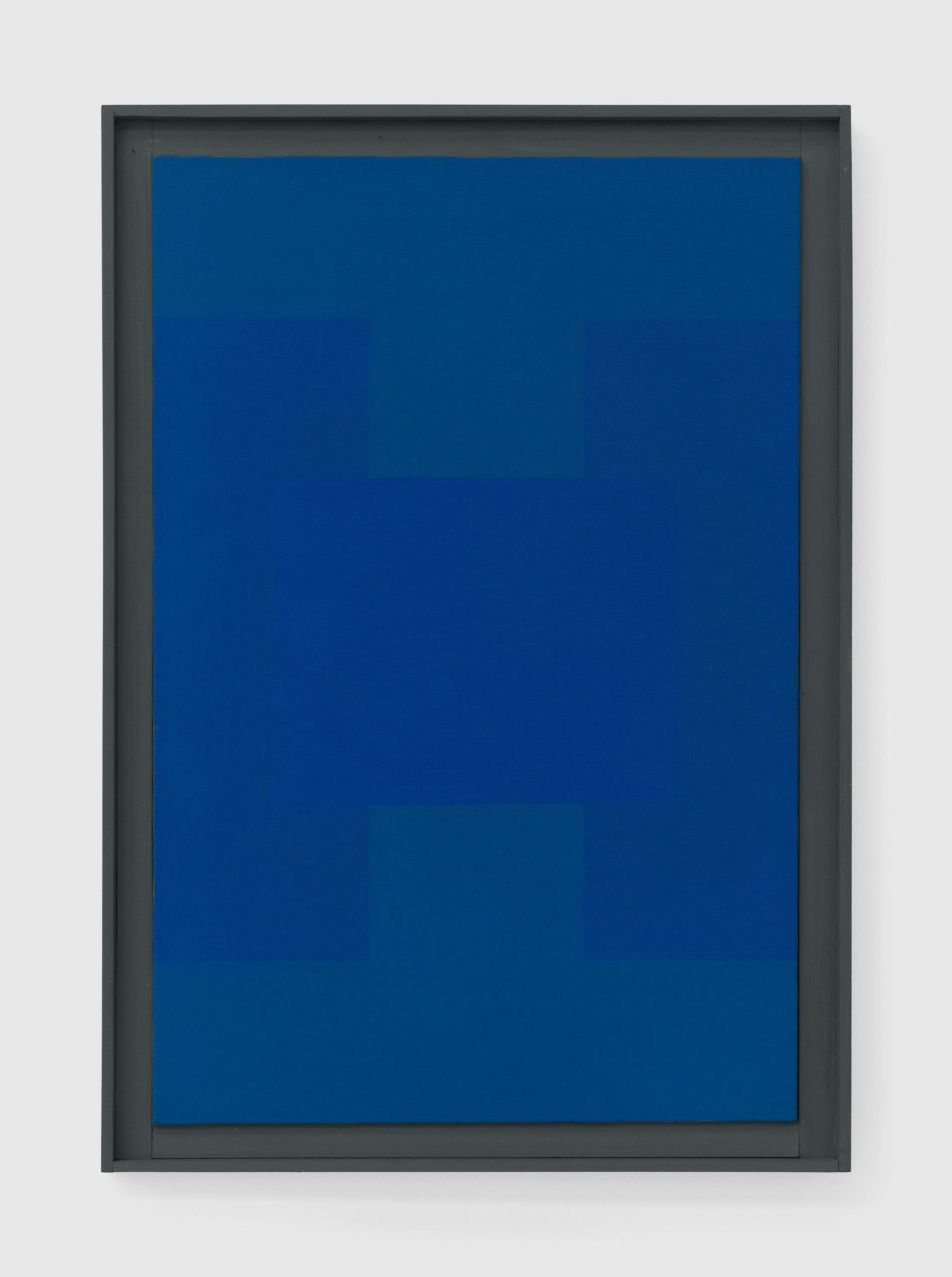 A painting by Ad Reinhardt, titled Blue Painting, dated 1953.